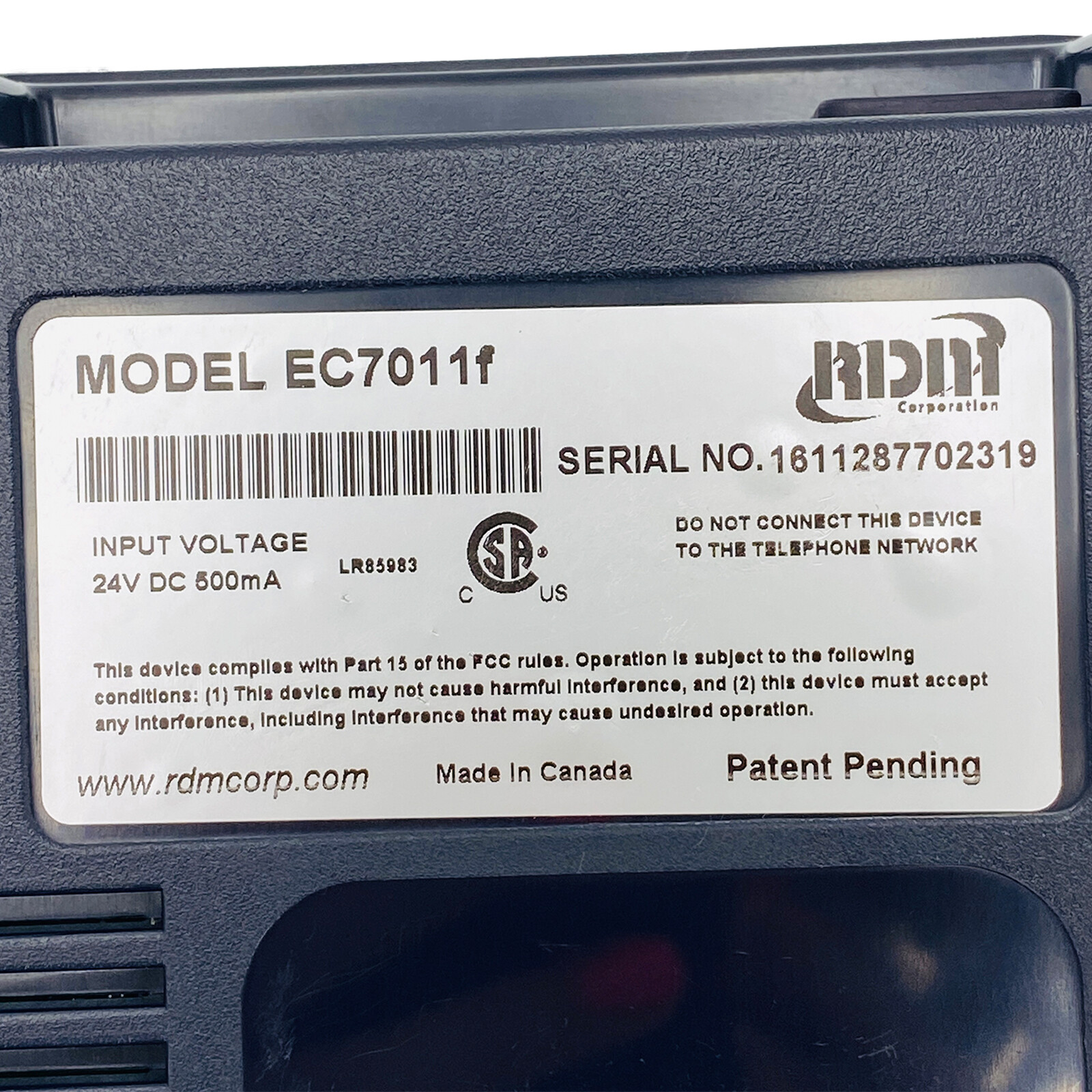 RDM EC7000i Dual-Sided Check Reader Scanner EC7011f w/Adapter