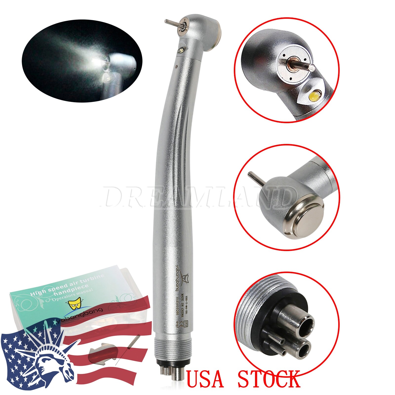 Type E-generator Dental LED Fiber Optic High Speed Handpiece 2/4H FDAUS