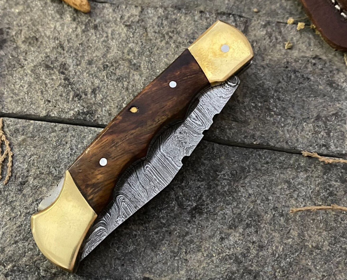 SHARD™ CUSTOM HAND FORGED DAMASCUS STEEL CAMPING EDC FOLDING BLADE POCKET KNIFE