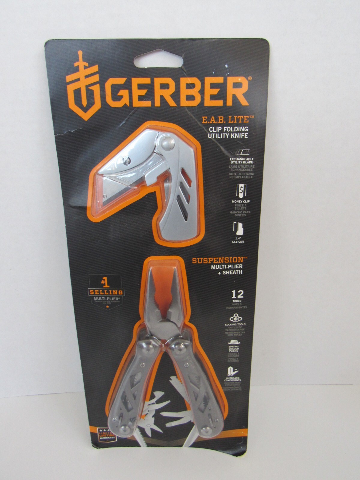 New GERBER E.A.B. Lite Clip Folding Utility Knife 12 Tool Multi Plier Sheath NIP