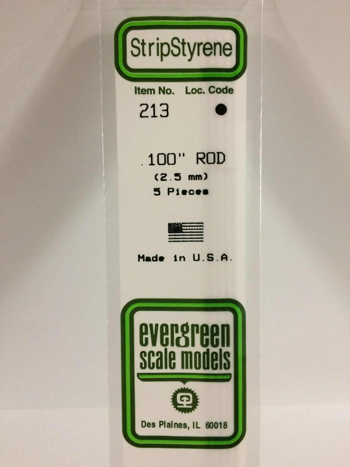 Evergreen #213 .100" Rod 14" (5) New Free Shipping