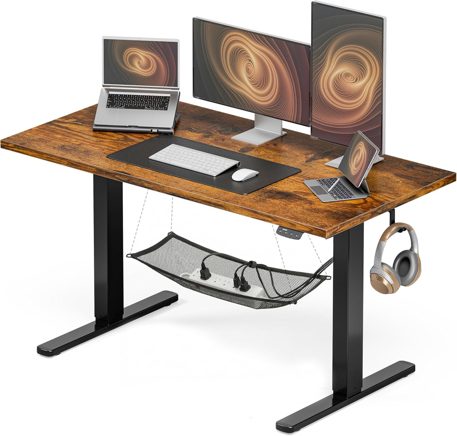 Electric Height Adjustable Standing Desk, 48X 24 Inch Sit Stand up Desk with Cab