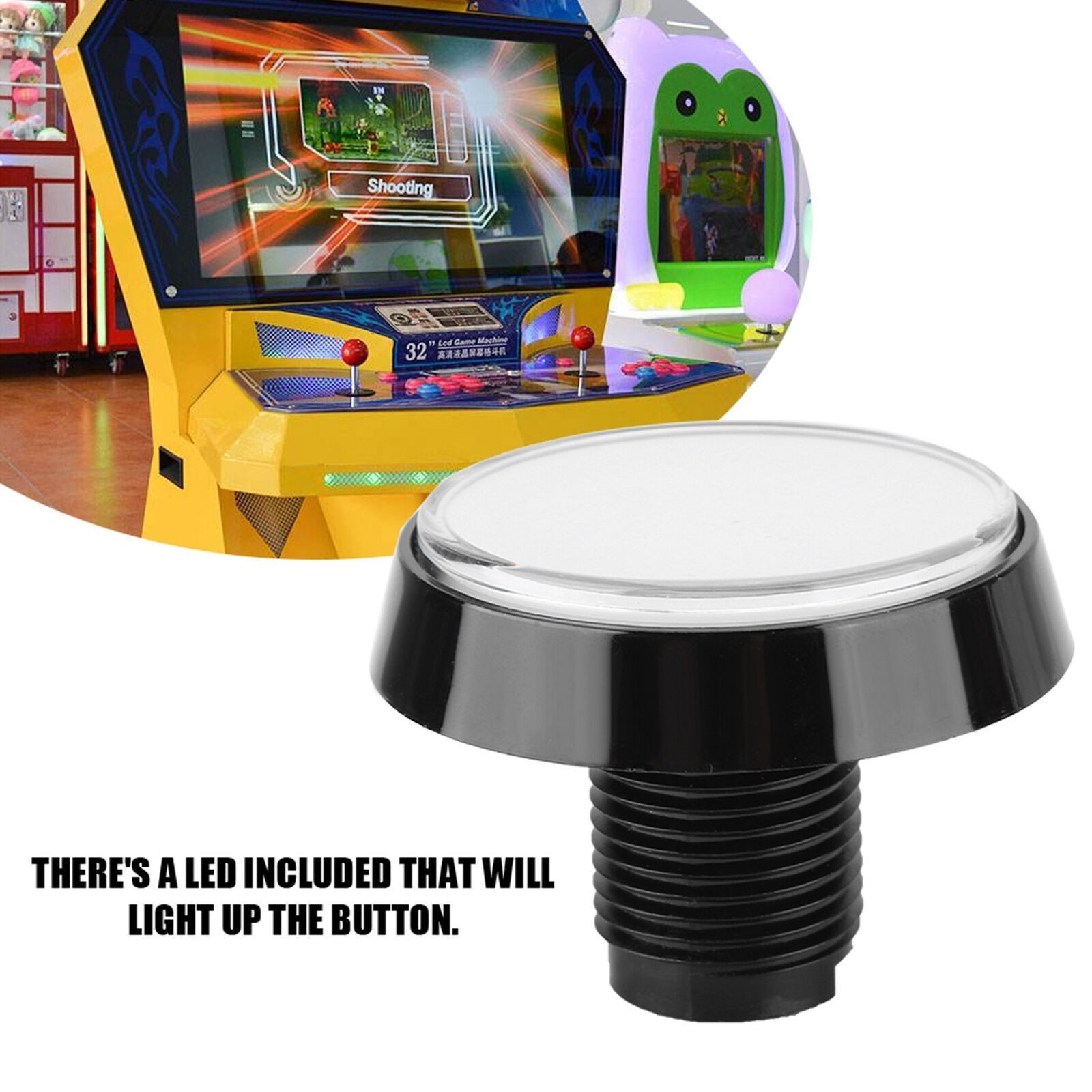 60mm Large Round LED Illuminated Push Button with Microswitch for Game