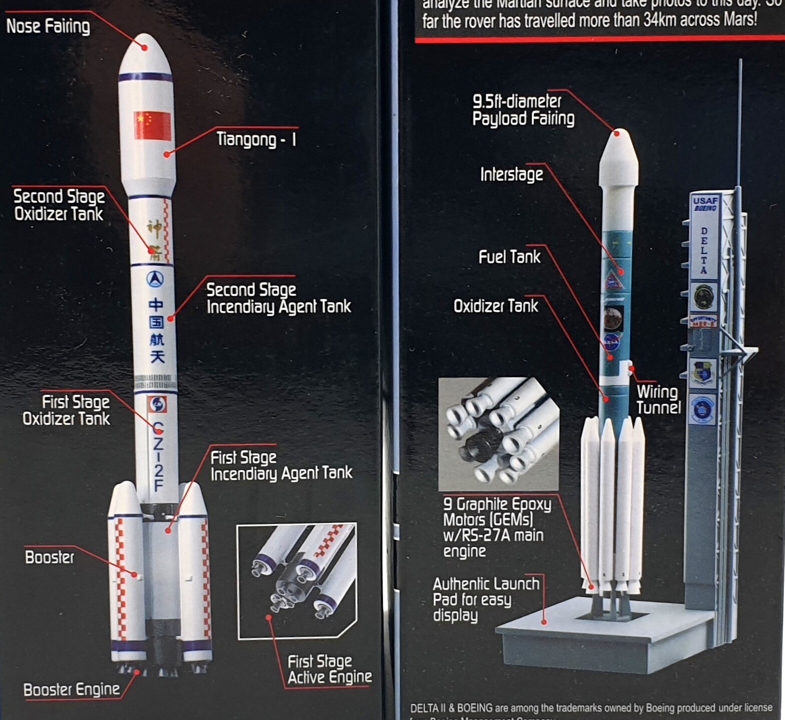 SPACE : DELTA II ROCKET WITH LAUNCH PAD & TITAN IIIC MAIDEN FLIGHT DRAGON MODELS