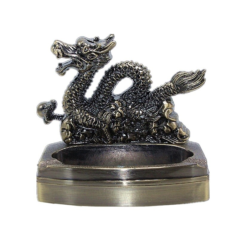 Dragon Ashtray with Refillable Gas Lighter for Smoking and Decoration Portable