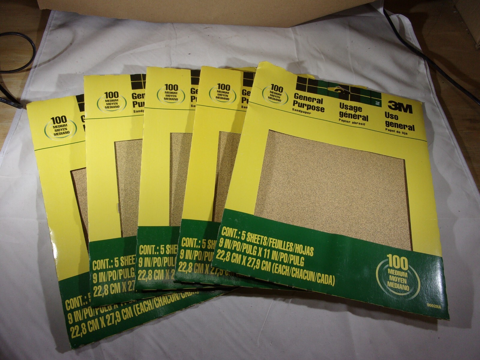 3M GEN. PURPOSE SANDPAPER - 5PKS/5- 9'X11" SHEETS EA.  100 GRIT # 9002NA