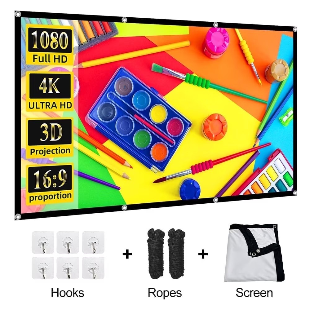 HVKDIEB Projection Screen 120 Inch Wall Mount Projector Screen