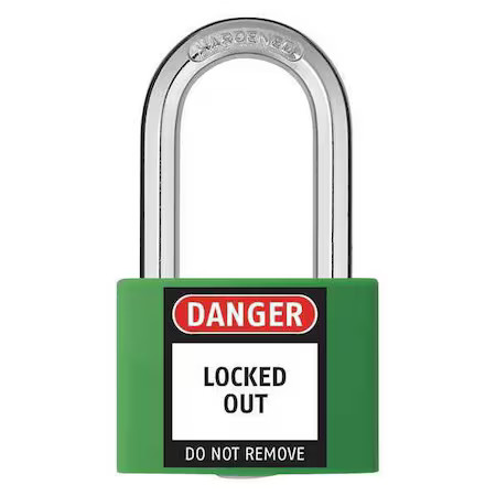 Zoro Select 48Jr40 Lockout Padlock, Keyed Different, Aluminum, Green, 1 7/16