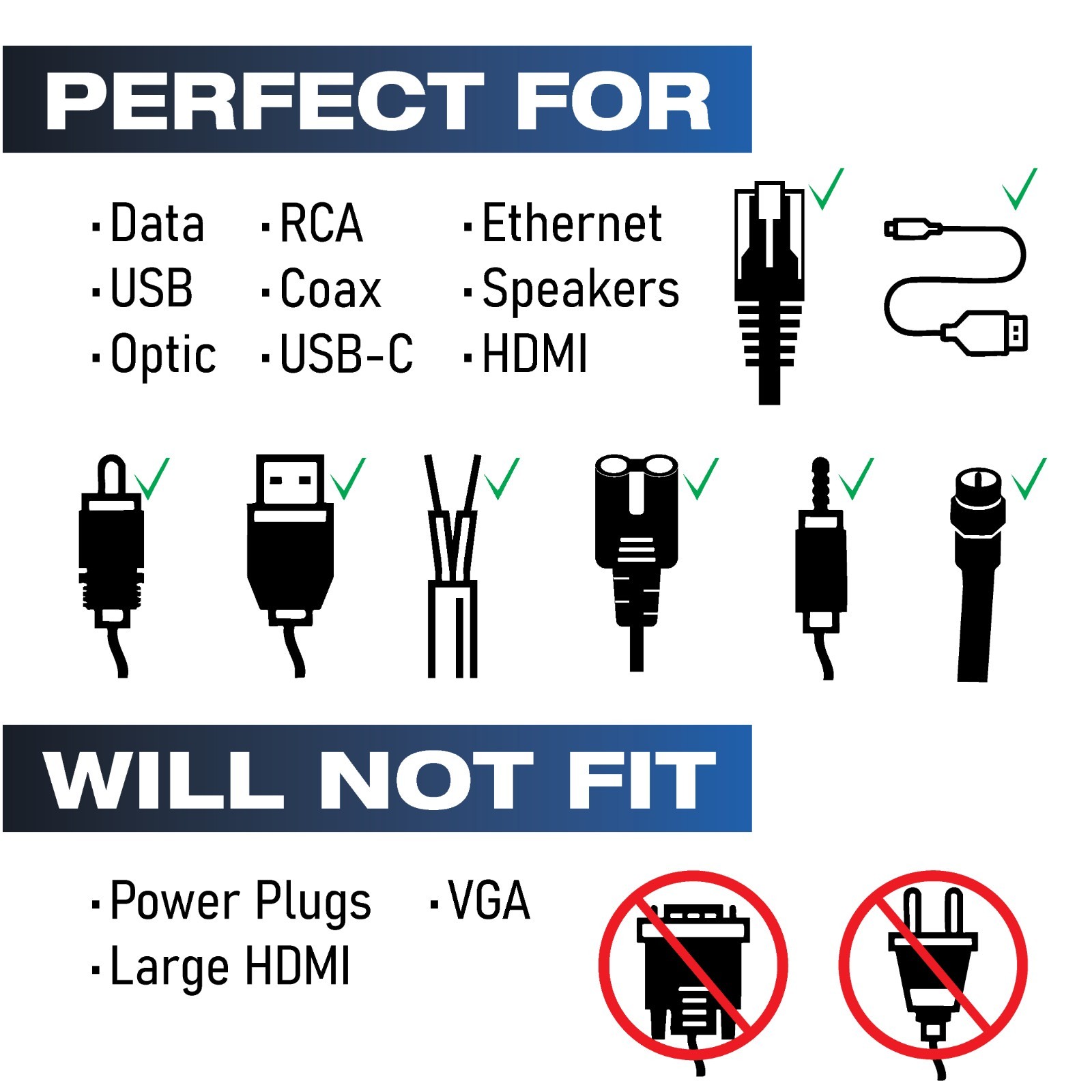 1.5" Cable Pass Through Port Spring Lock - Black- Construct Pro Speedy’Z