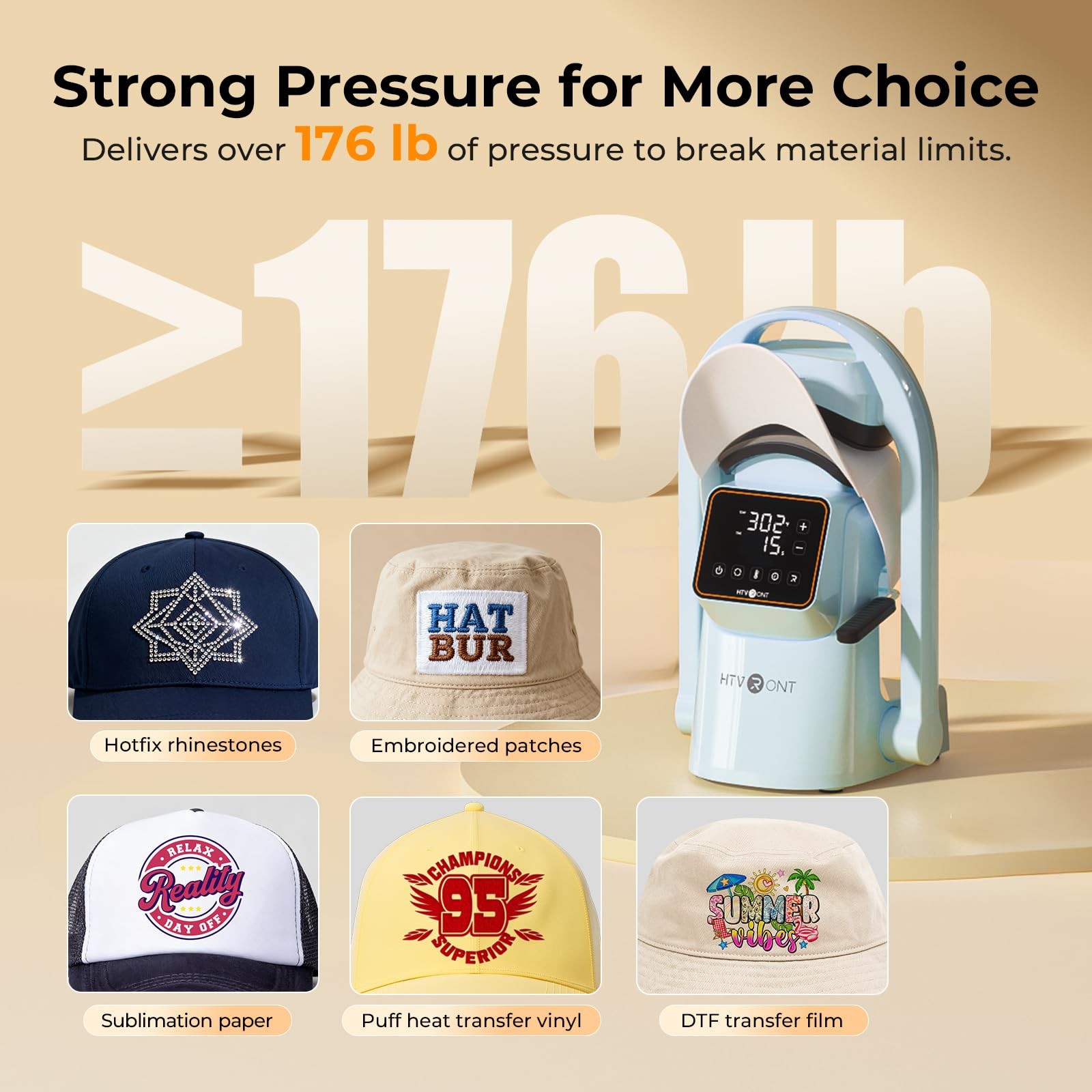 Auto Hat Press Machine - Hat Heat Press Machine with Precise Temp&Timer Control,