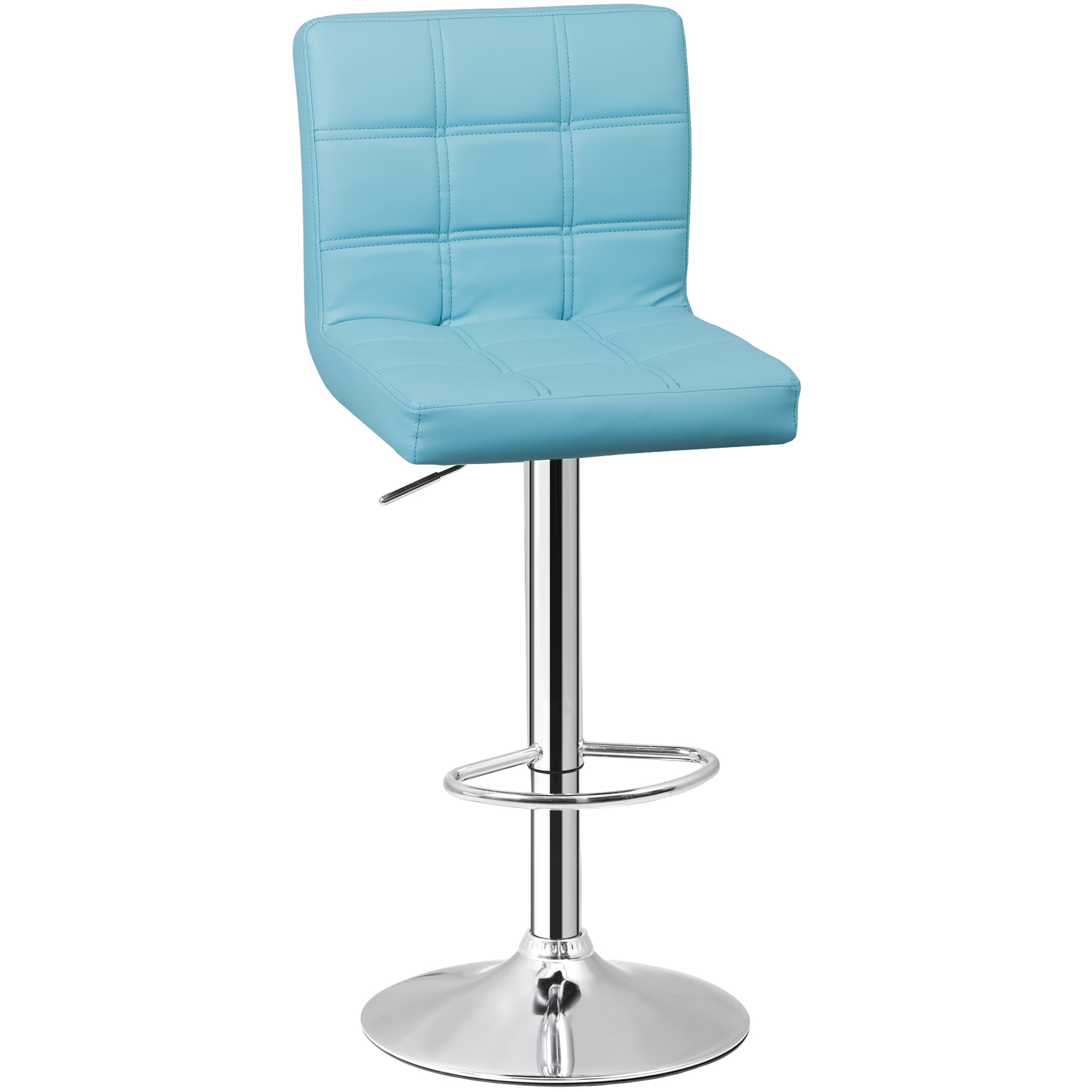 Two Pieces Height Adjustable Indoor Bart Stool 360 Rotation Metal Frame, Blue