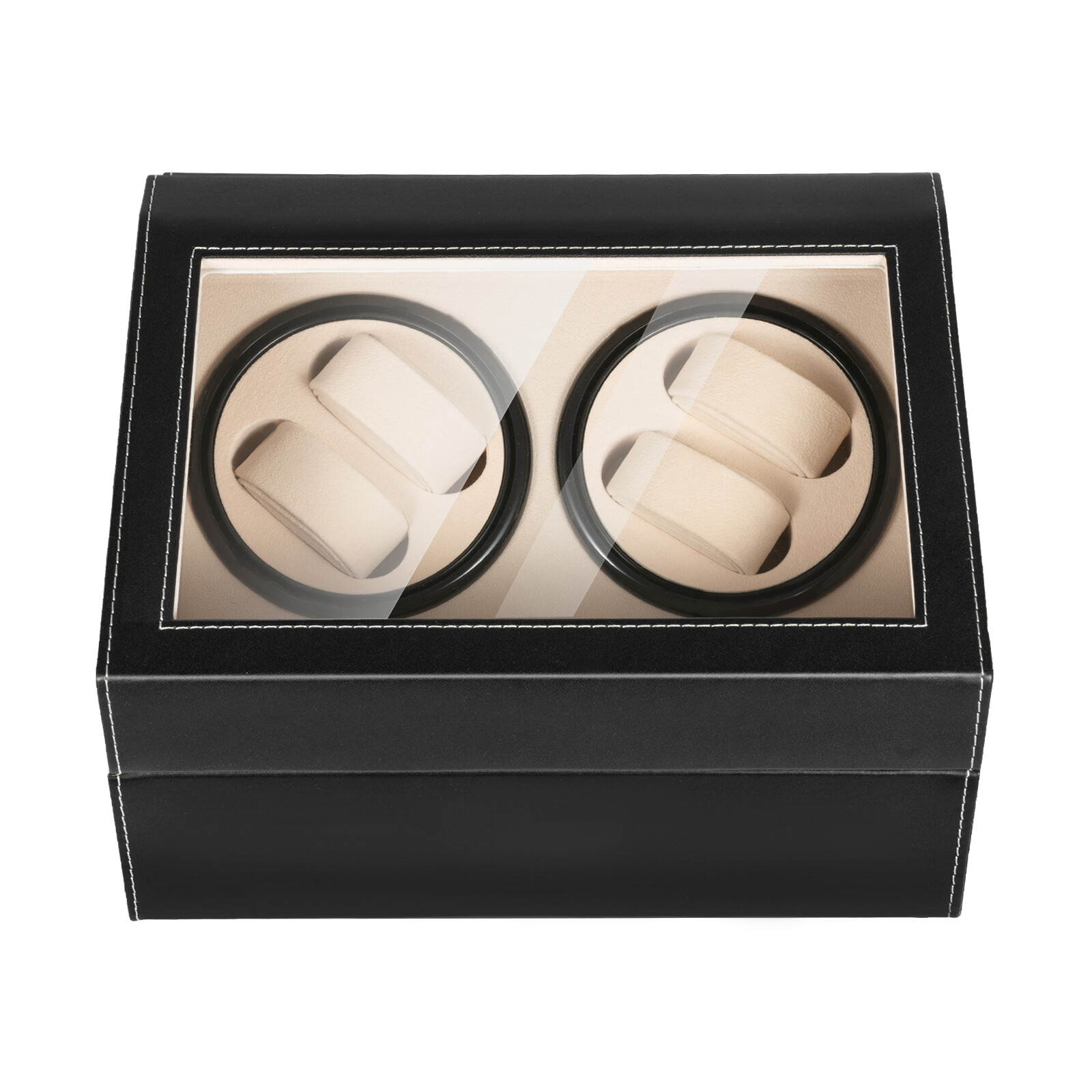 4+6 Automatic Rotation Watch Winder Leather Storage Case Display Box For Gift US