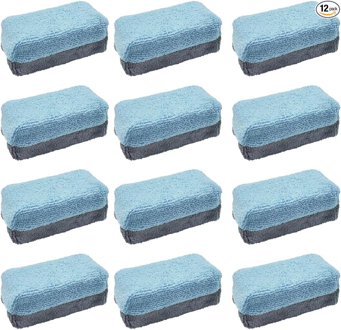 12PCS Ceramic Coating Applicator Sponge, 4.13'' x 1.84'' Microfibe Color: Blue