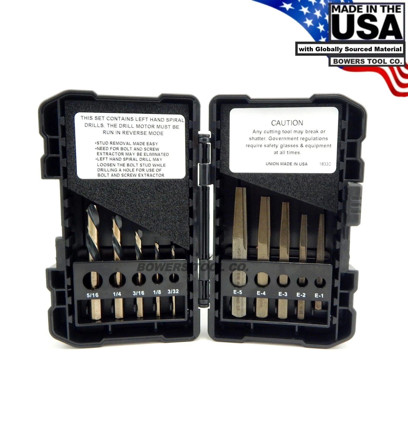 Norseman 10pc Screw & Bolt Extractor EZ Out Set Left Drill Bits #1-5 USA BR-10SQ