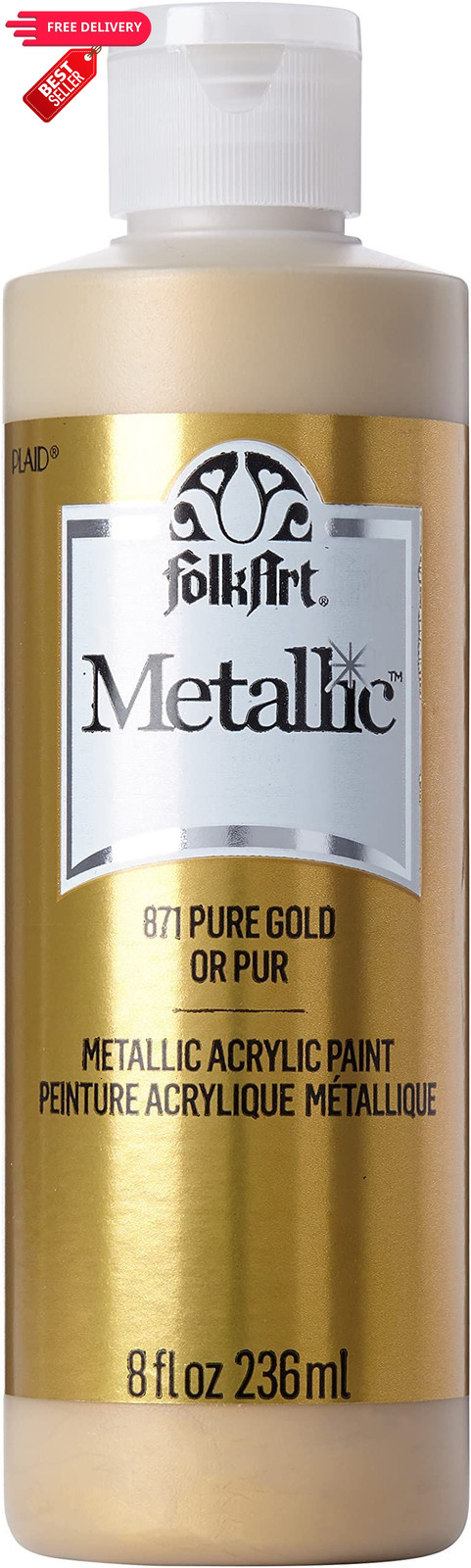 FolkArt Acrylic Paint in Assorted Colors (8 8 Fl Oz (Pack of 1), Pure Gold