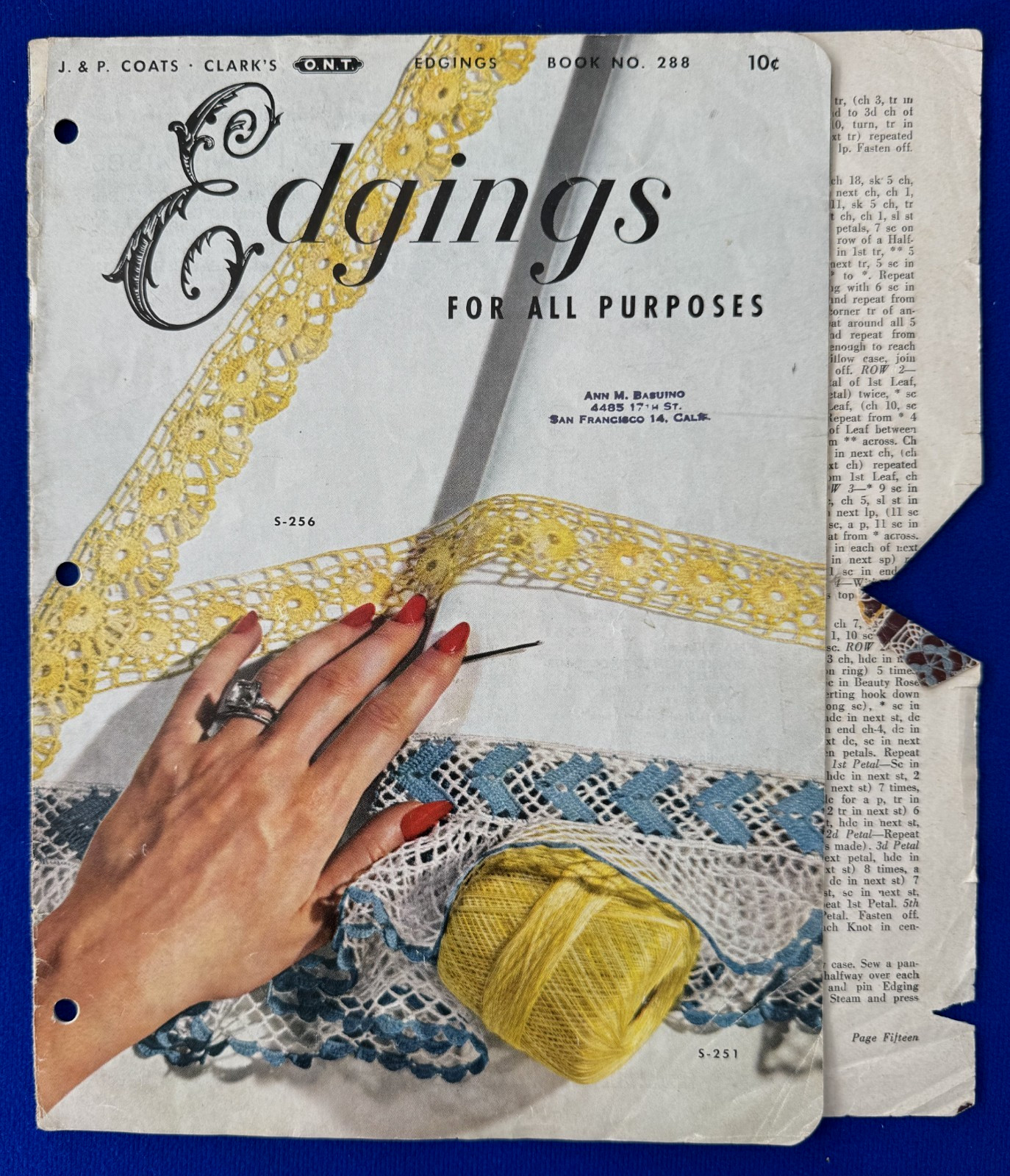 Vintage 1952 J. & P. Coats & Clark's Edgings-Book No. 288-Irish Crochet Knit