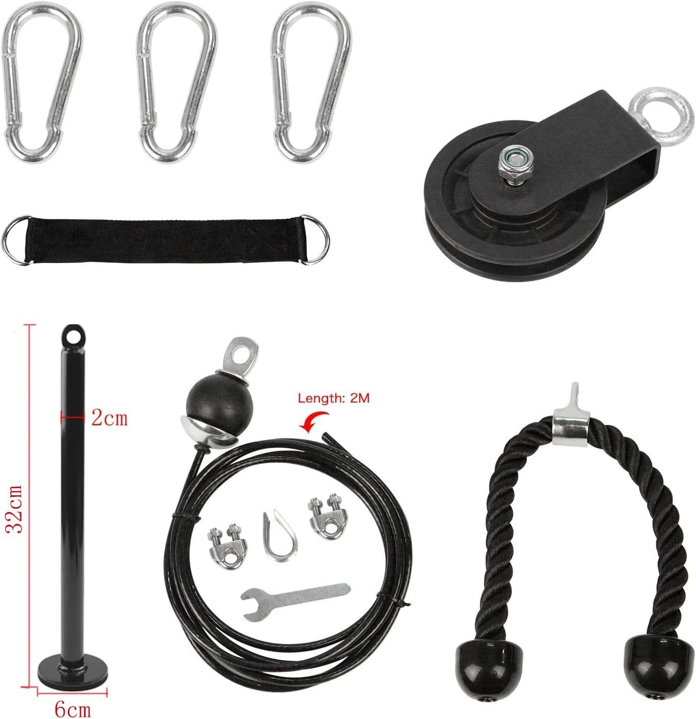 LAT Pull Down and Lift Weight Pulley System Cable Machine Pulley Attachment f...