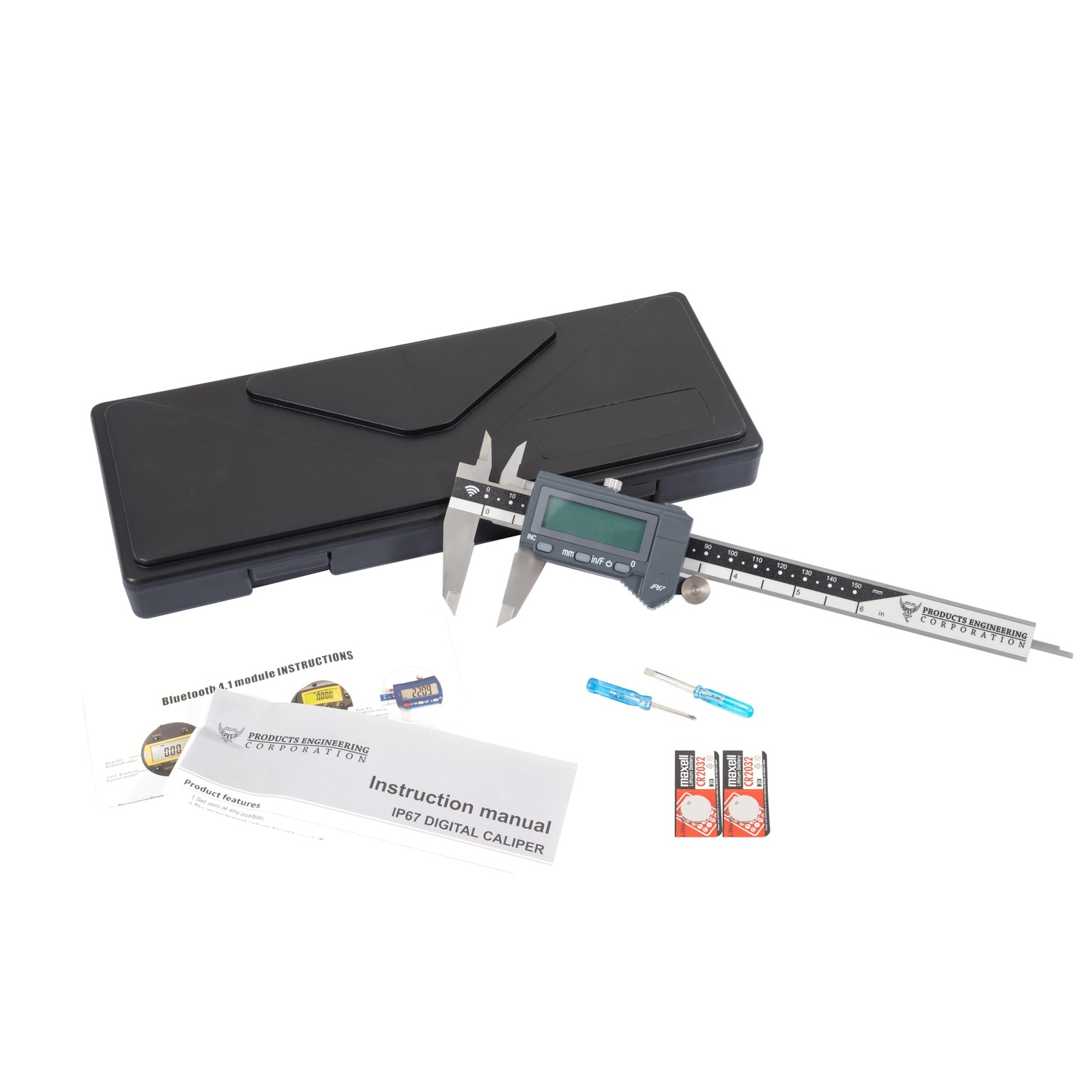 PEC Tools Bluetooth Digital Caliper, 6 Inch/150mm Industrial-Grade Stainless...