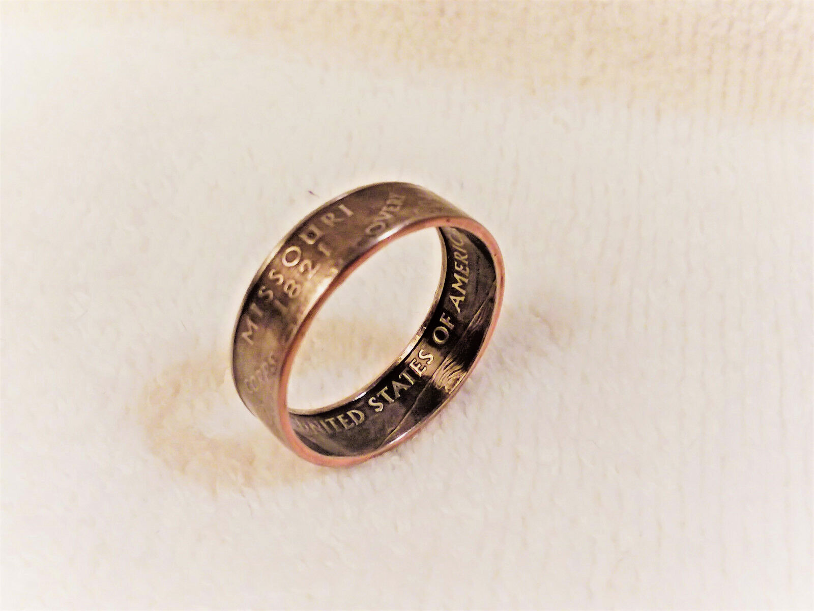 Missouri Handcrafted Washington Quarters coin ring, size 8  2003