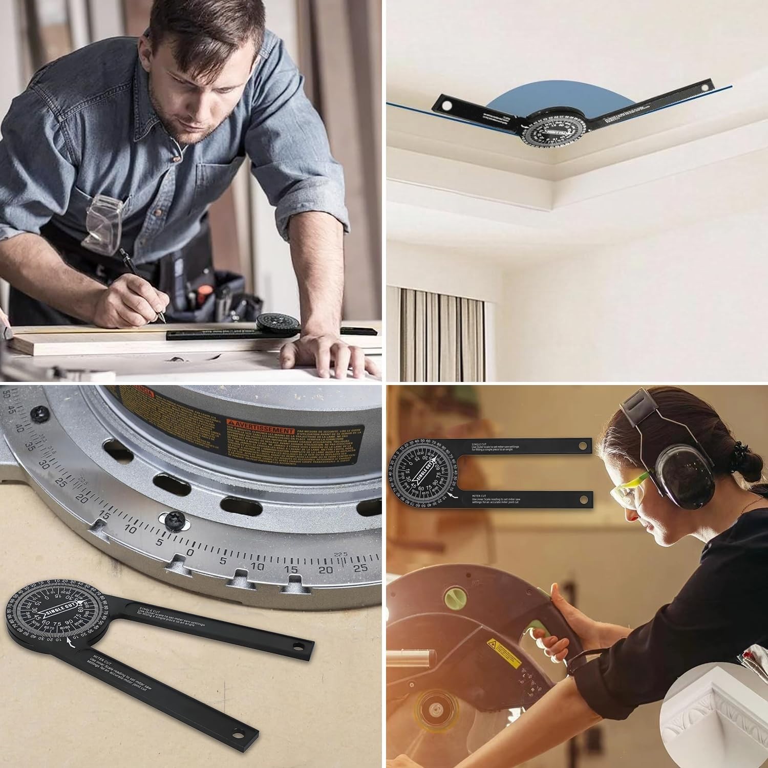 7-Inch Aluminum Miter Saw Protractor Angle Finder - Measuring Tool with Multi...
