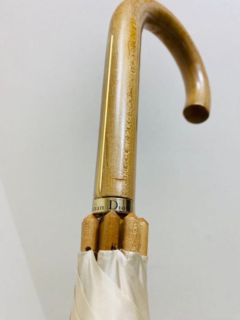 Christian Dior Logo Allover Pattern Long Umbrella Beige Off White