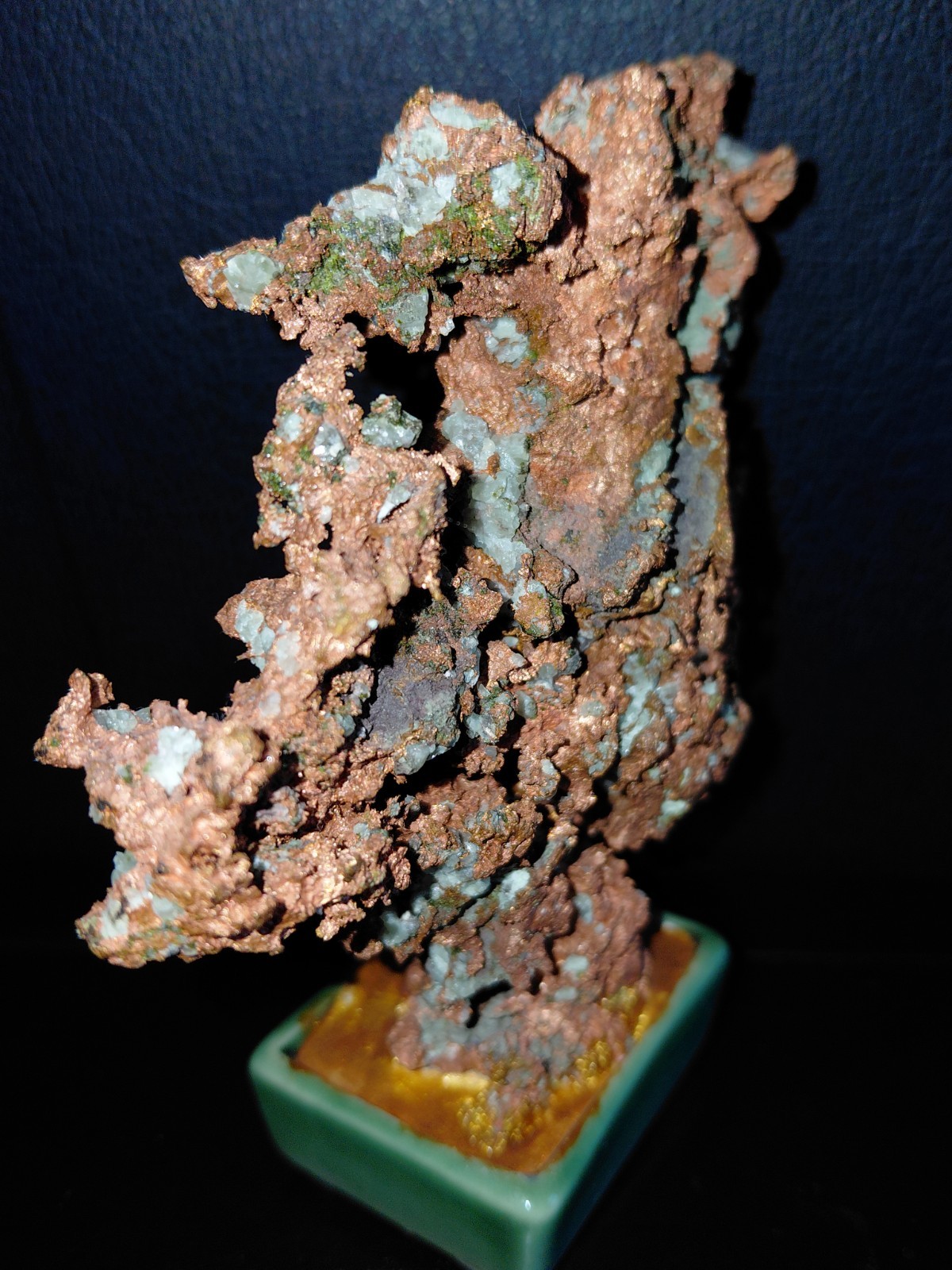 Natural Copper Crystal Specimen ON Ceramic Stand
