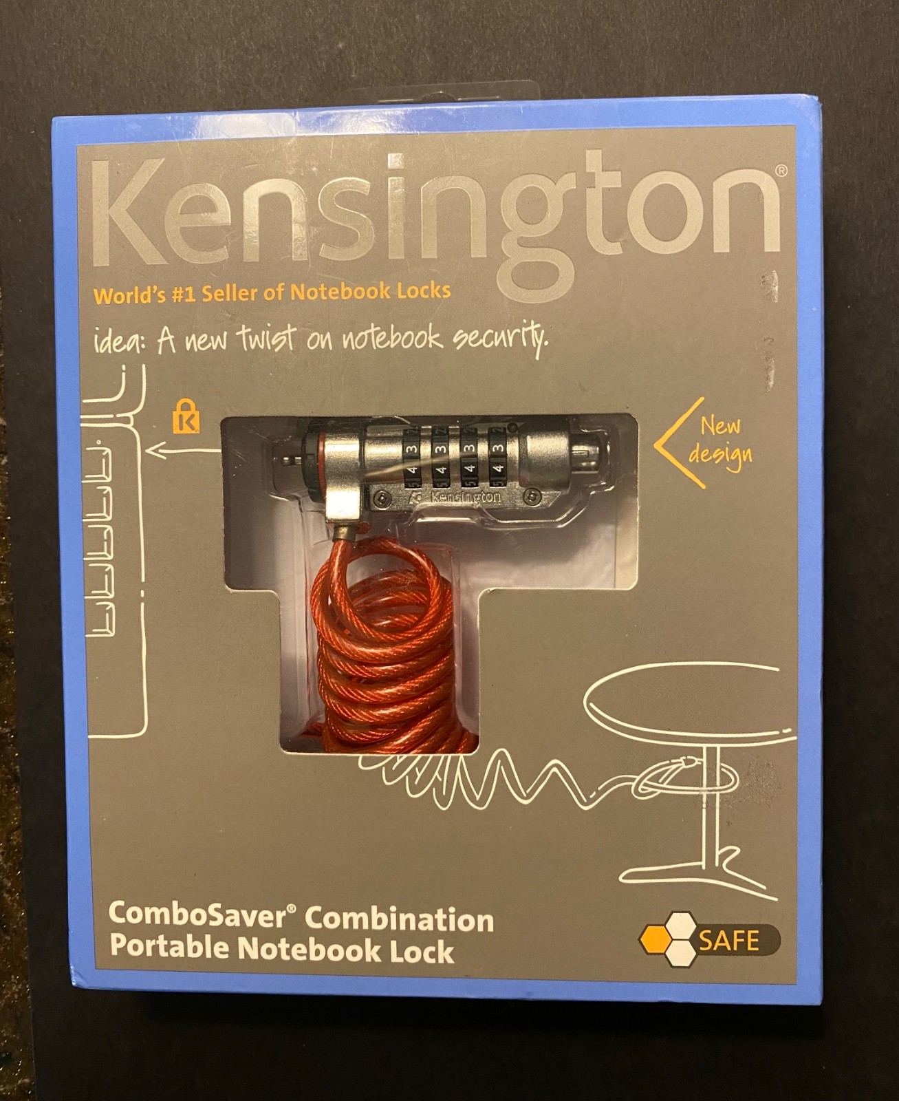Kensington NIB ComboSaver Combination Portable Laptop Lock 3inch to 6 feet Cable