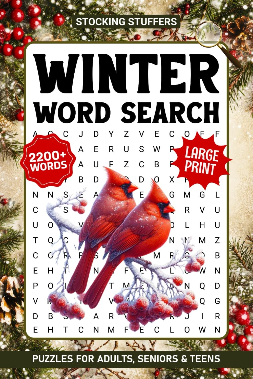Winter Word Search For Adults Large Print: Relaxing Christmas Holiday Themed Wor
