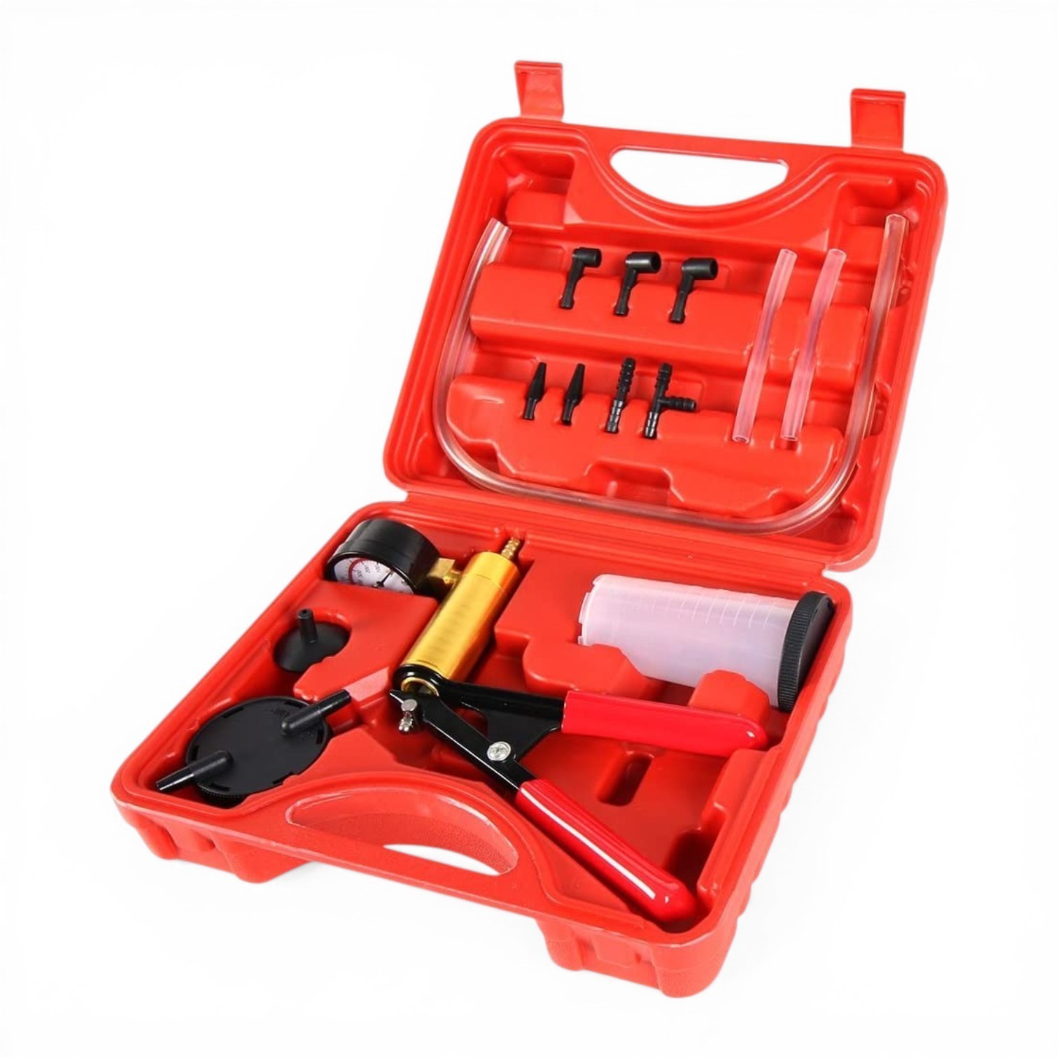 Brake Fluid Bleeder Bleeding Kit Hand Held Vacuum Pressure Pump Tester Set Case