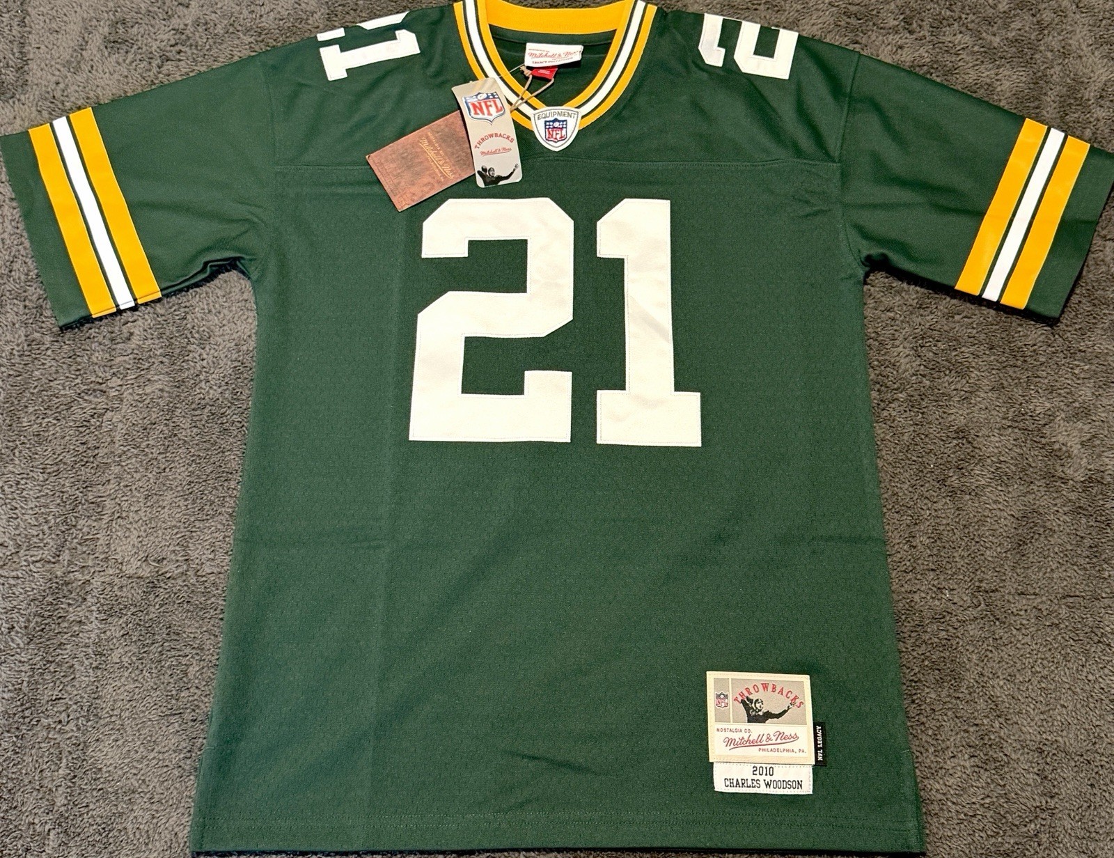 Charles Woodson Packers #21 Mitchell Ness Youth Large 14/16 Throwback Jersey NWT