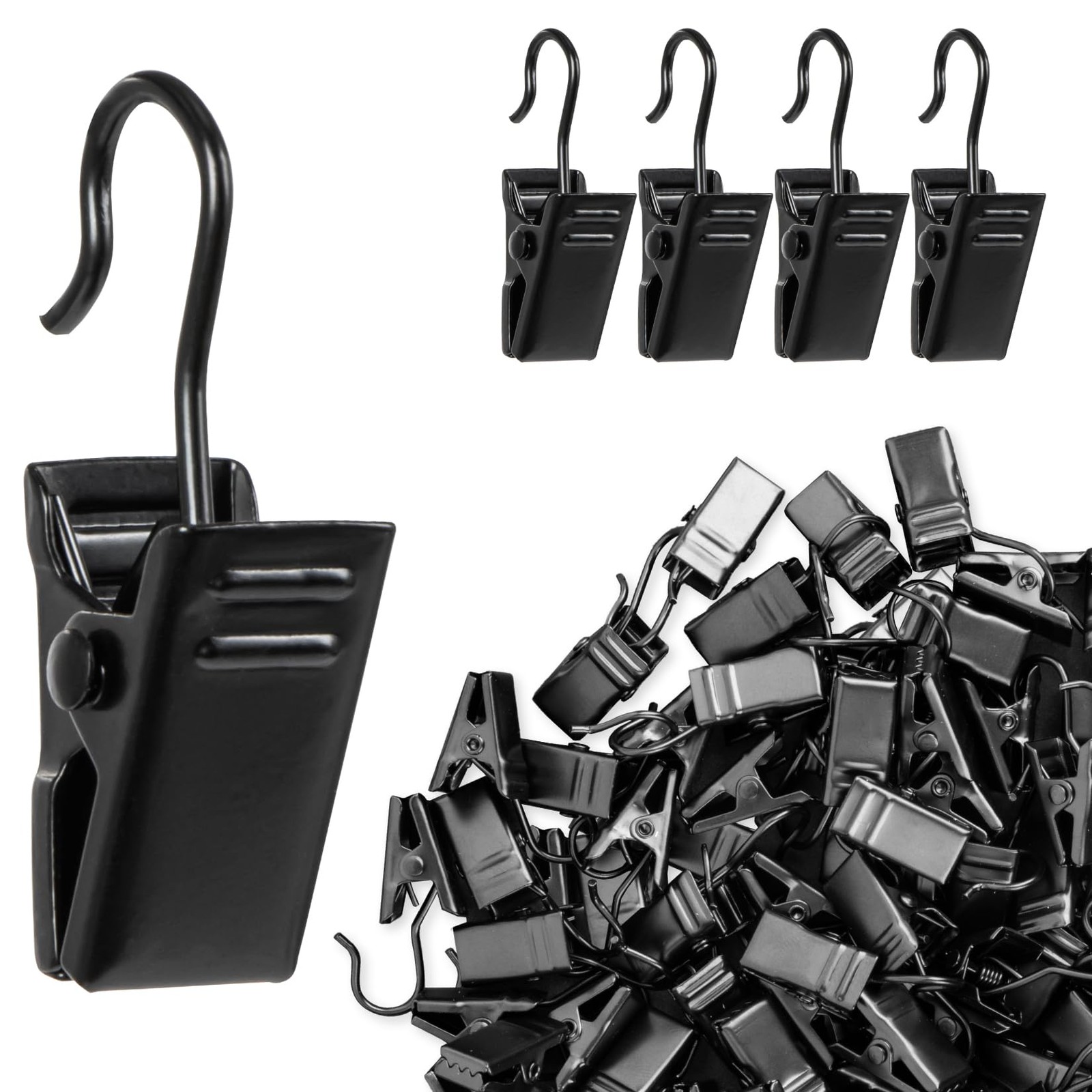 MAQIHAN 70PCS Small Curtain Clips - Hook Hooks for Black