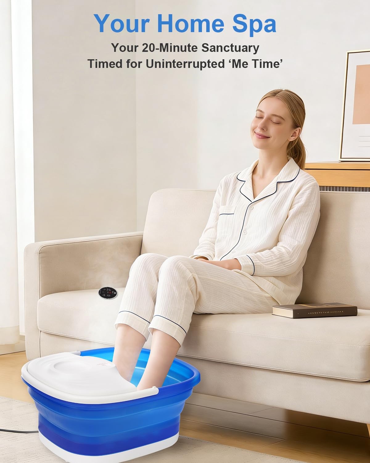 Collapsible Foot Spa Bath with Heat, Remote Control & 16 Massage Rollers, Fas...