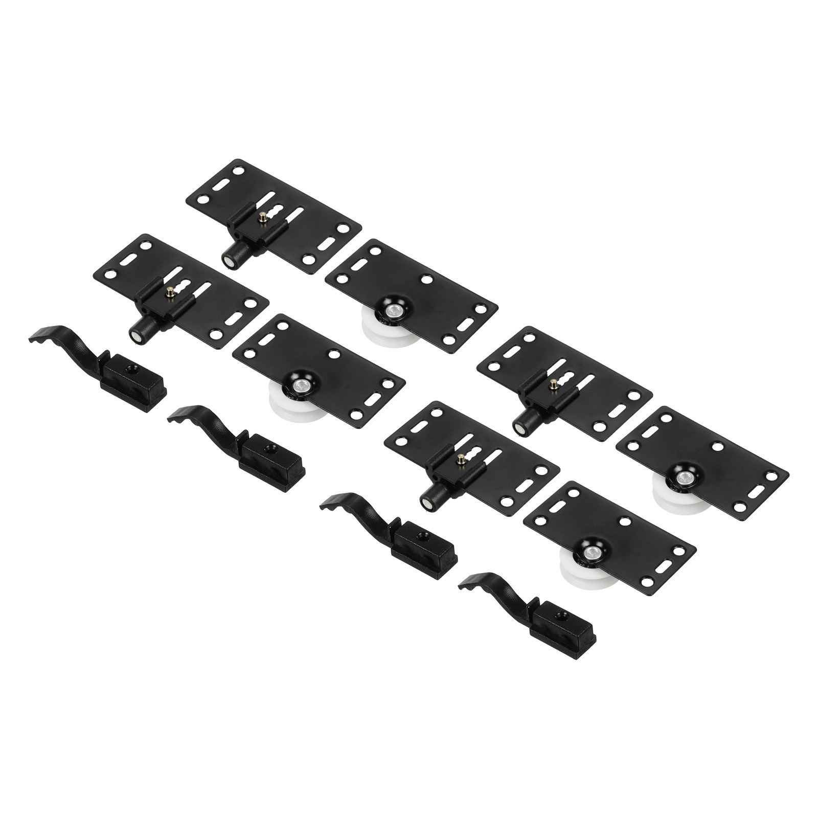 4Set Sliding Cabinet Hardware, 378 Iron Top Bead Pulley Track Set, Black
