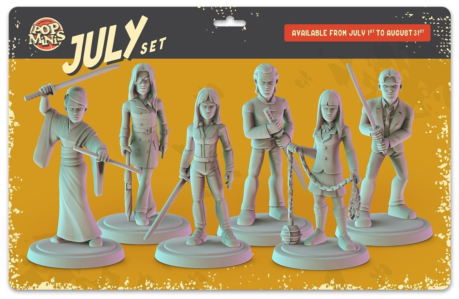 UNPAINTED Kill Bill Tarantino Set of 6 3d Printed Models