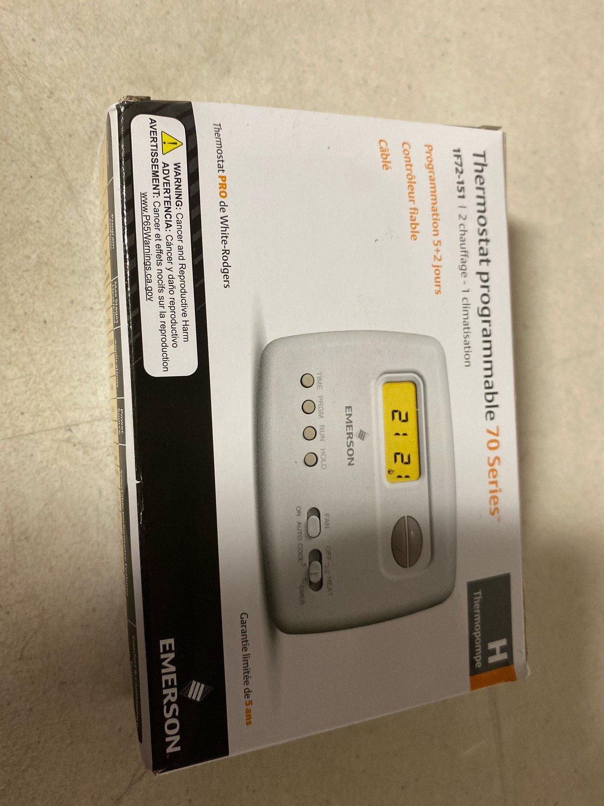 Emerson 1F72-151 5-2 Day Programmable Thermostat for Heat Pump Systems