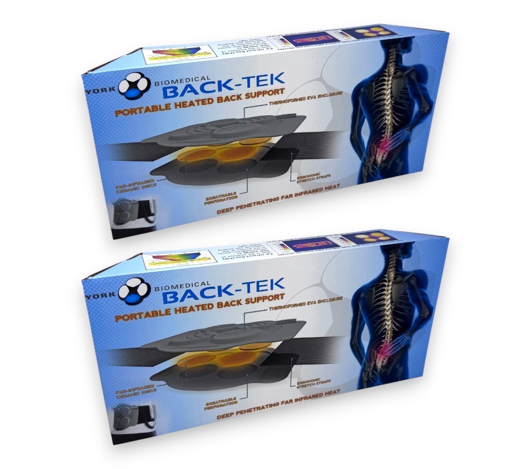 2PC YORK BIOMEDICAL Back-Tek Portable Heated Back Supt Y-Wave FIR Therapy Size R
