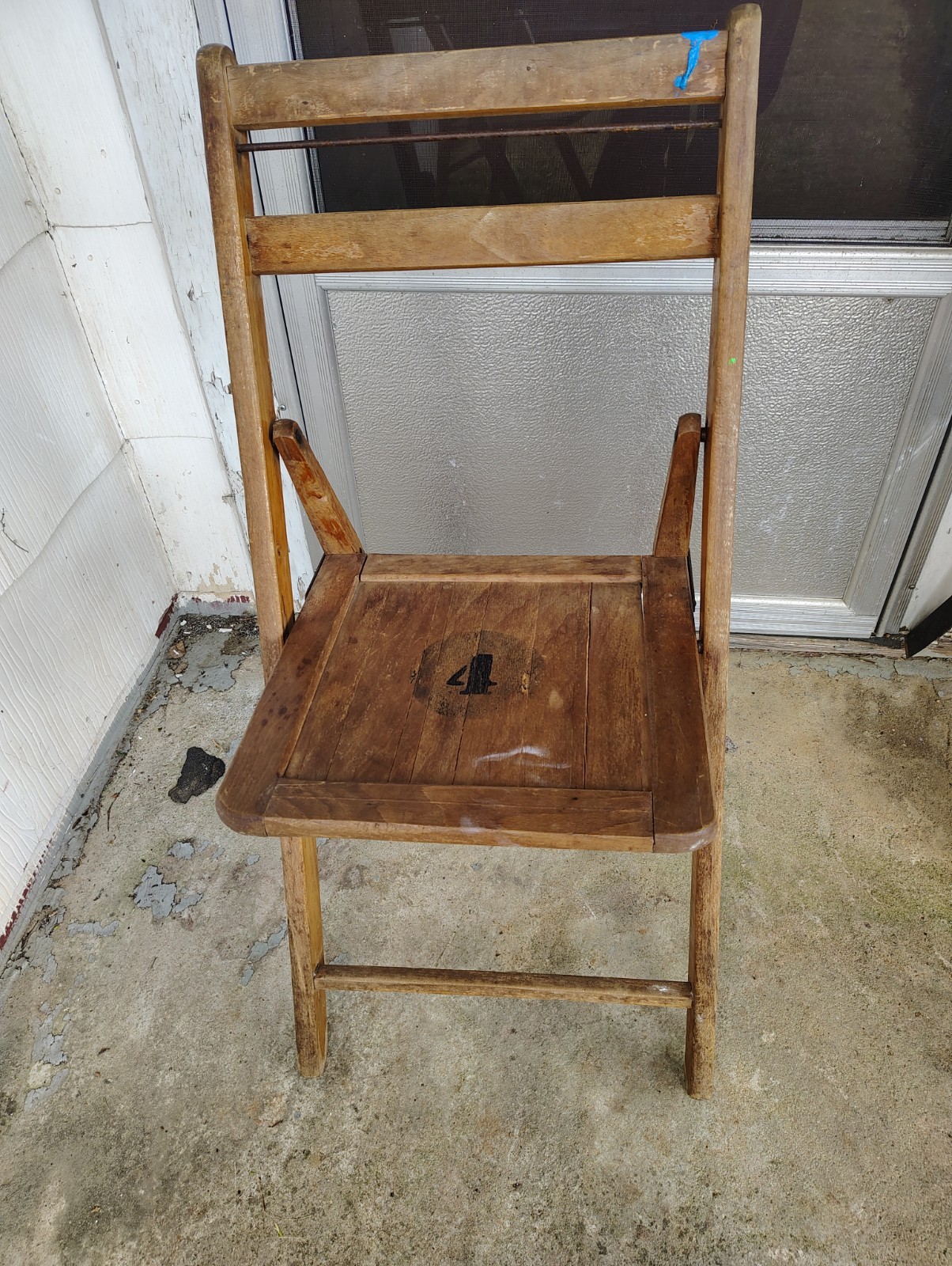Vintage Wooden Folding Chair Slated Seat  Wood And Metal