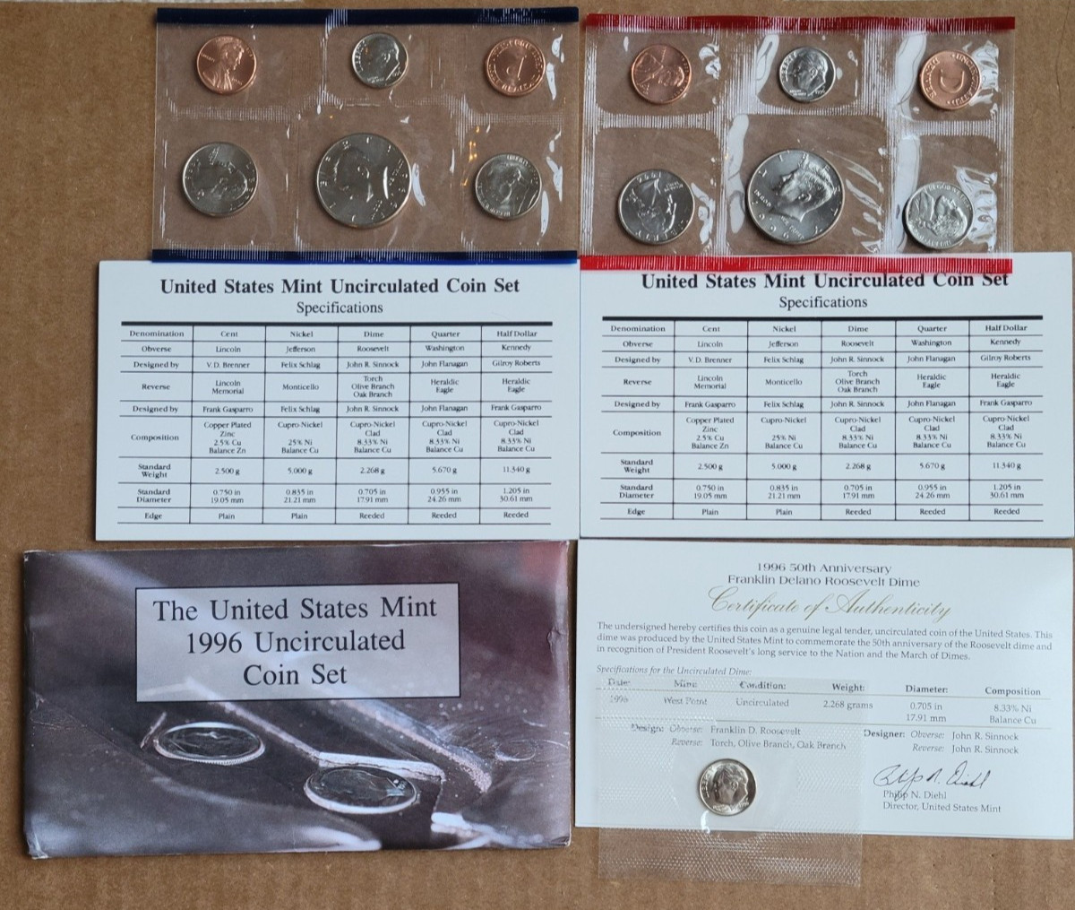 1996 US Mint Set Uncirculated 11xCoin (P&D Mint) with West Point Dime OGP/COA