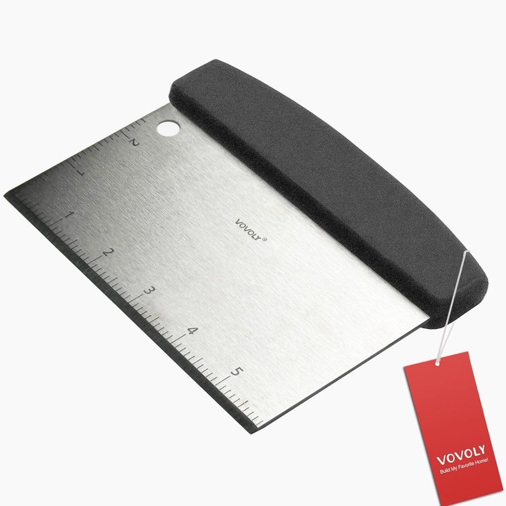 Stainless Steel Bench Scraper Dough Cutter for Bread Pizza Griddle Cleaning