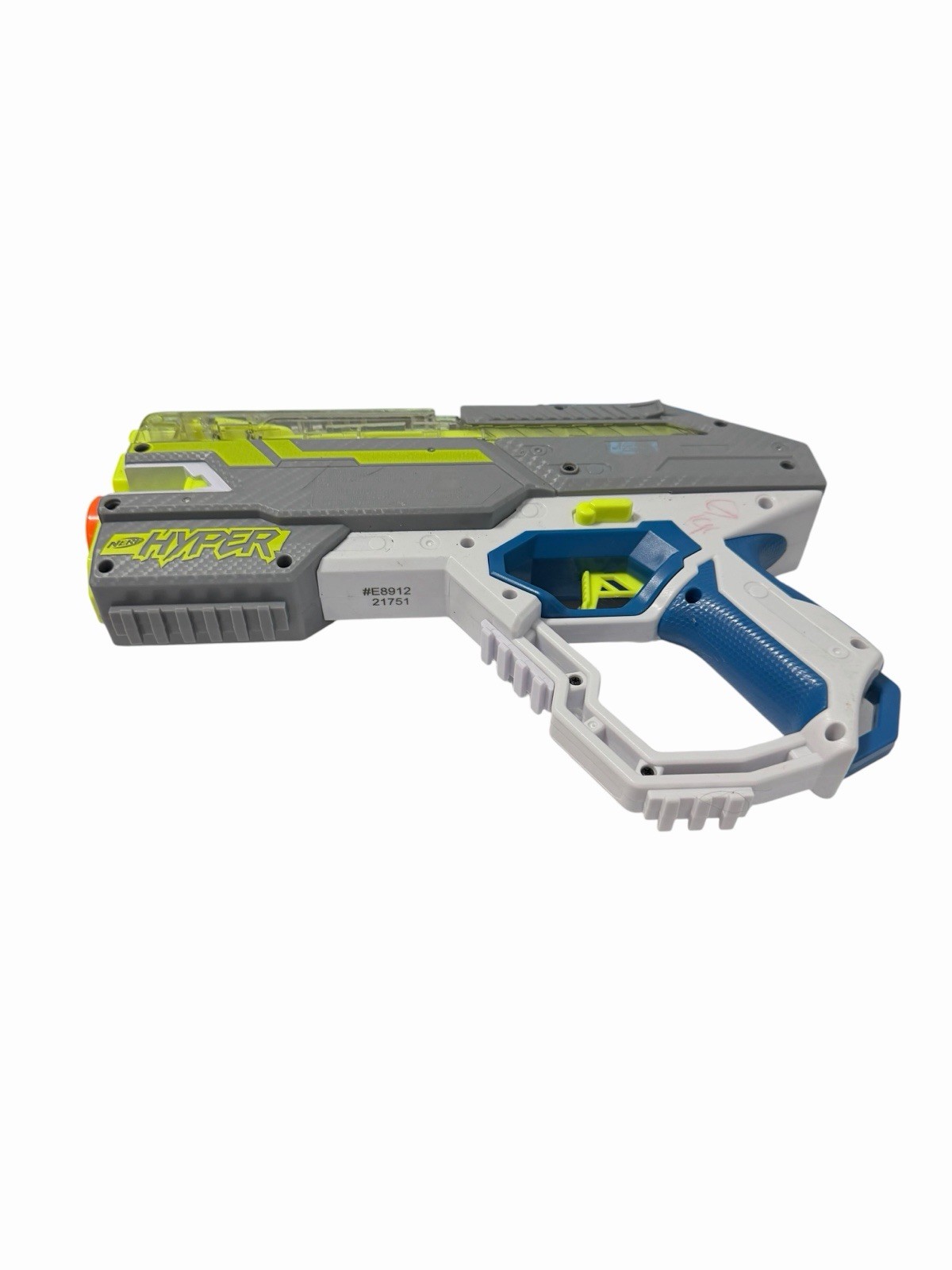 Nerf Hyper Rush 40 Pump Action Blaster White Gray Blue Excellent Used Condition