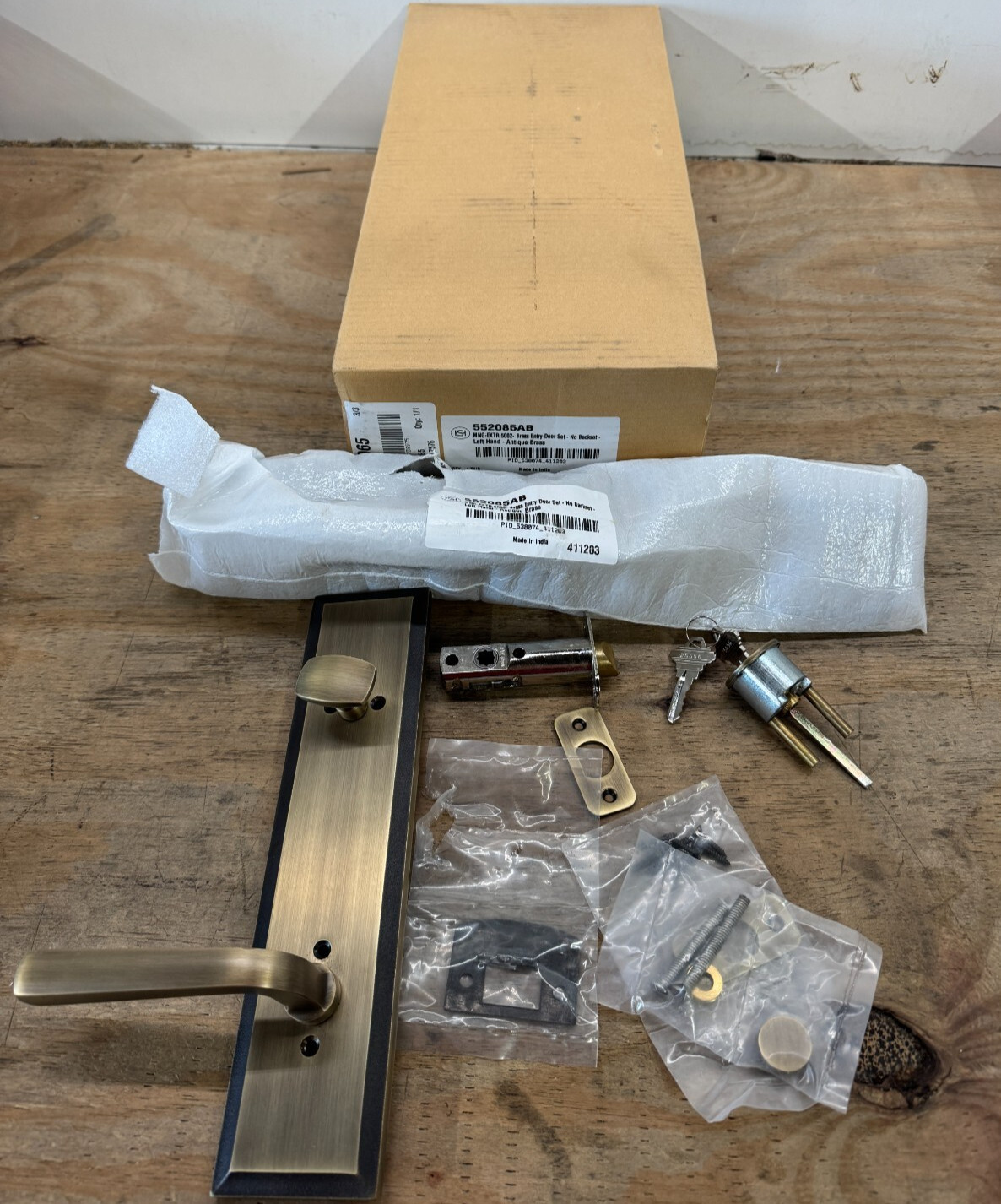 Signature Hardware 479122 Aurick Left Handed Entry Door Lever Set *PARTS ONLY*
