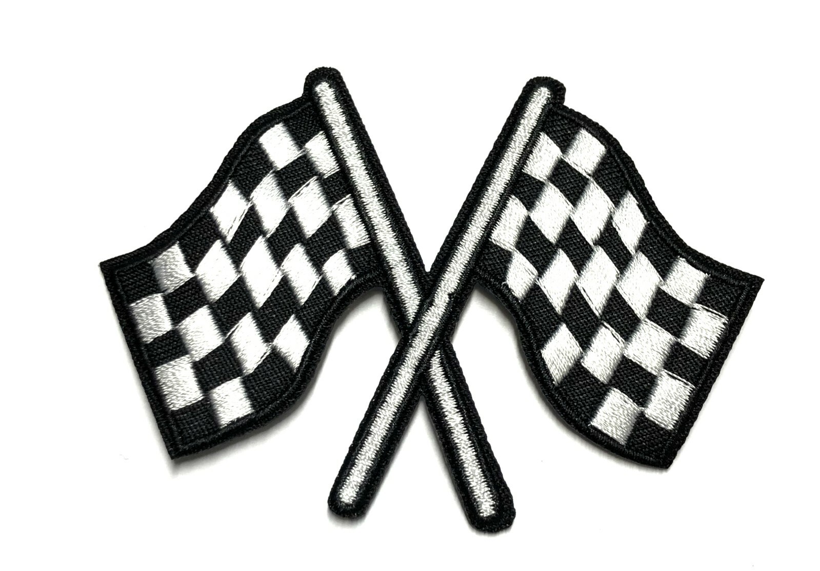 Checkered Racing Flags 5" Patch Embroidered Iron-on Applique Biker Emblem
