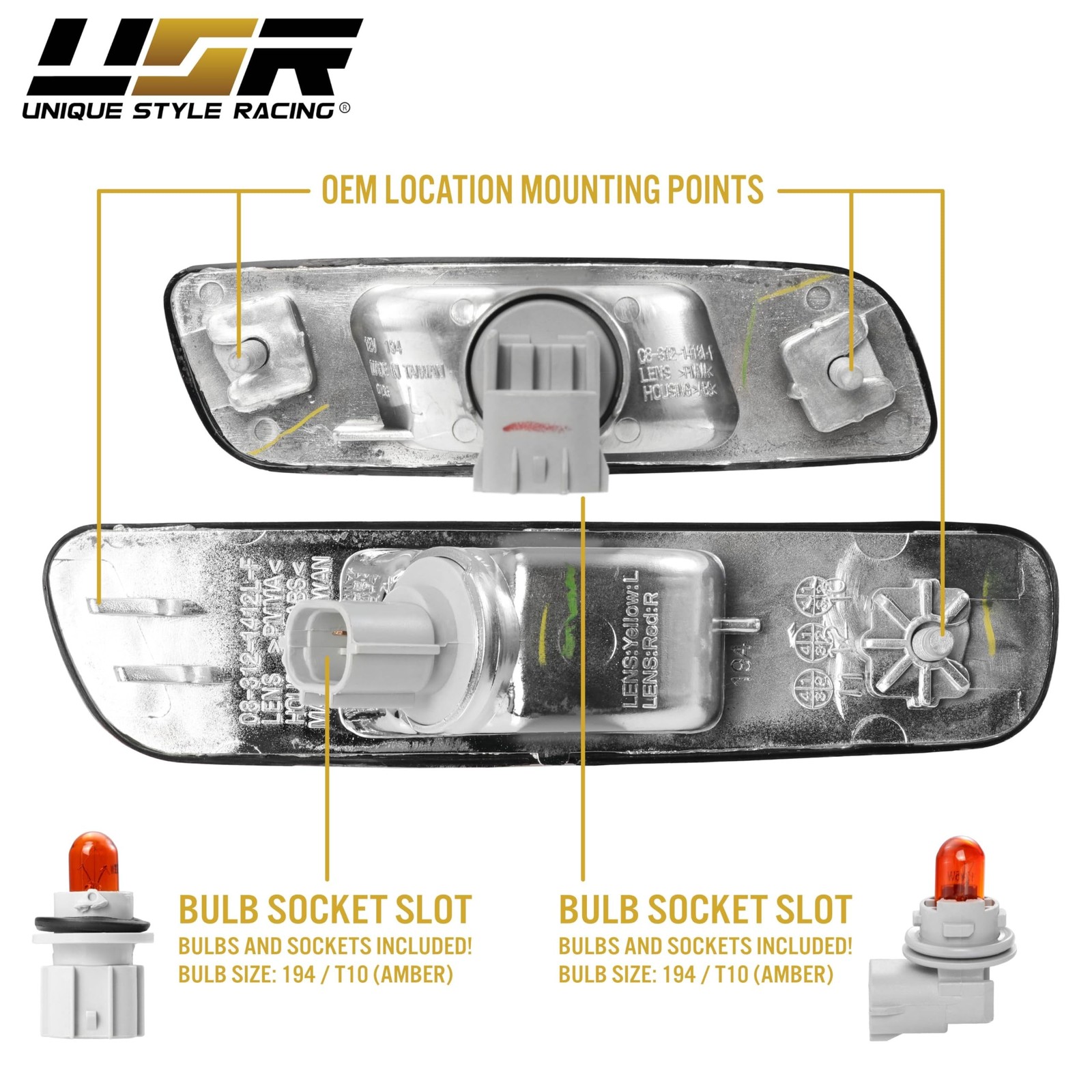 USR 00-05 IS 300 Side Marker Lights Sets - Combo Front + Rear Bumper Sidemark...
