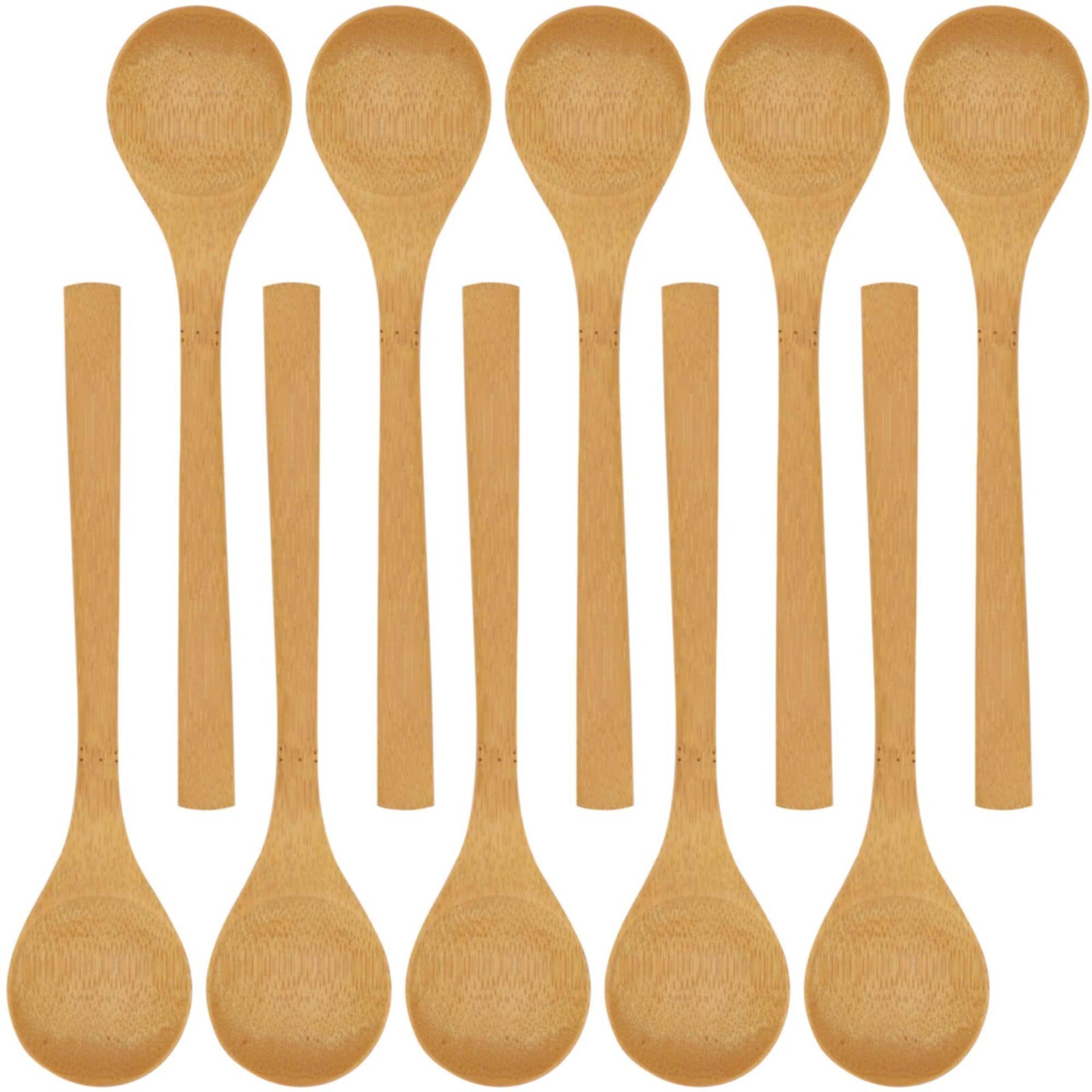 8" Reusable Solid Bamboo Deluxe Dinner Spoon