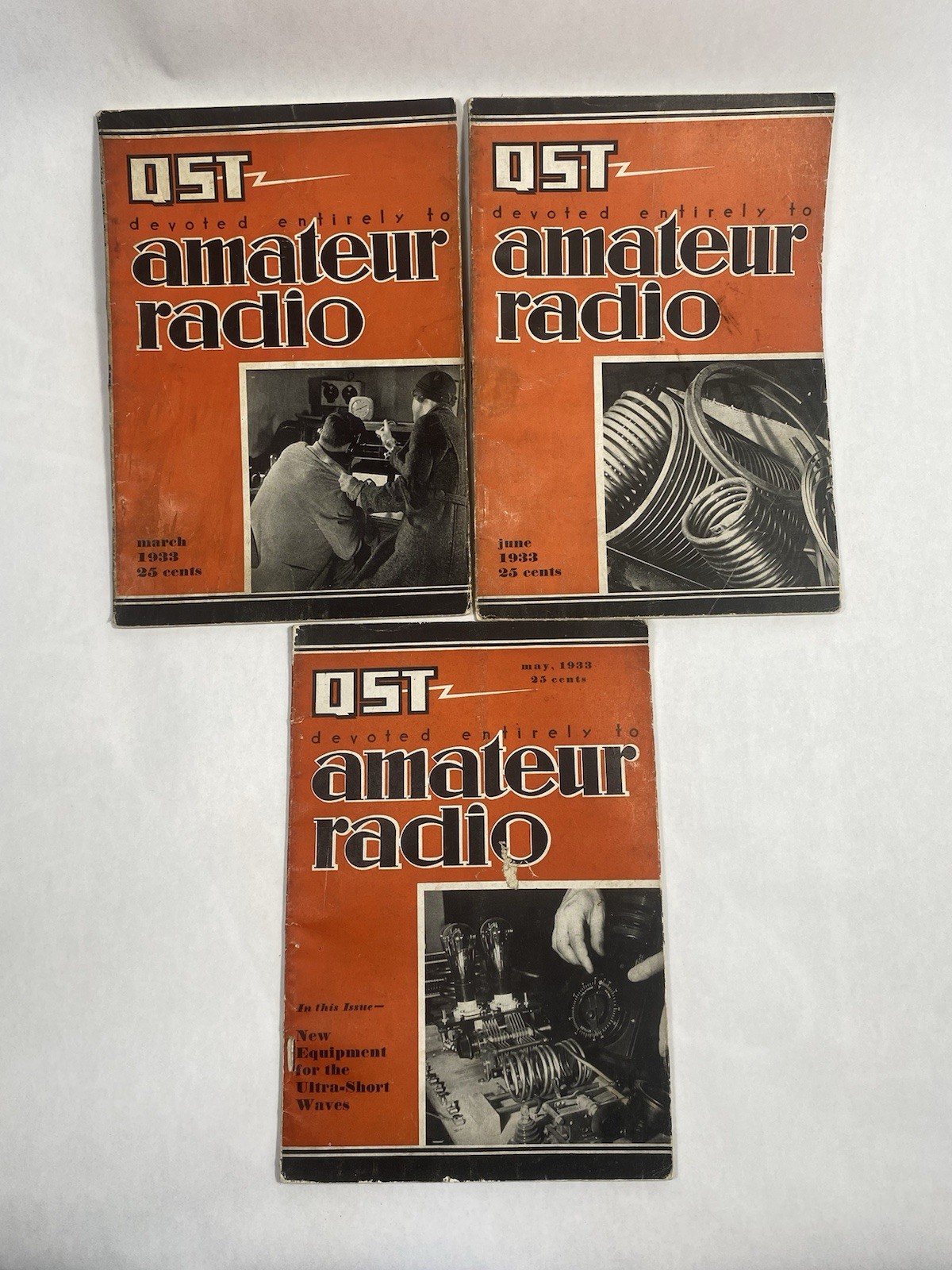 Vintage Lot Of 3 QST Amateur Radio Magazines 1933 March May June
