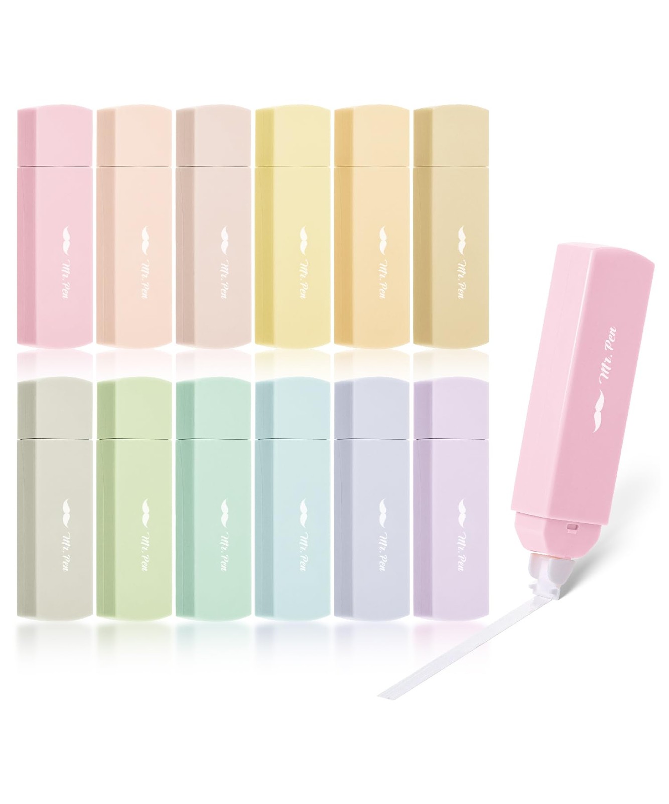 Mr. Pen- Aesthetic Correction Tape, 0.2" x 197", 12 12 pcs, Pastel Barrel