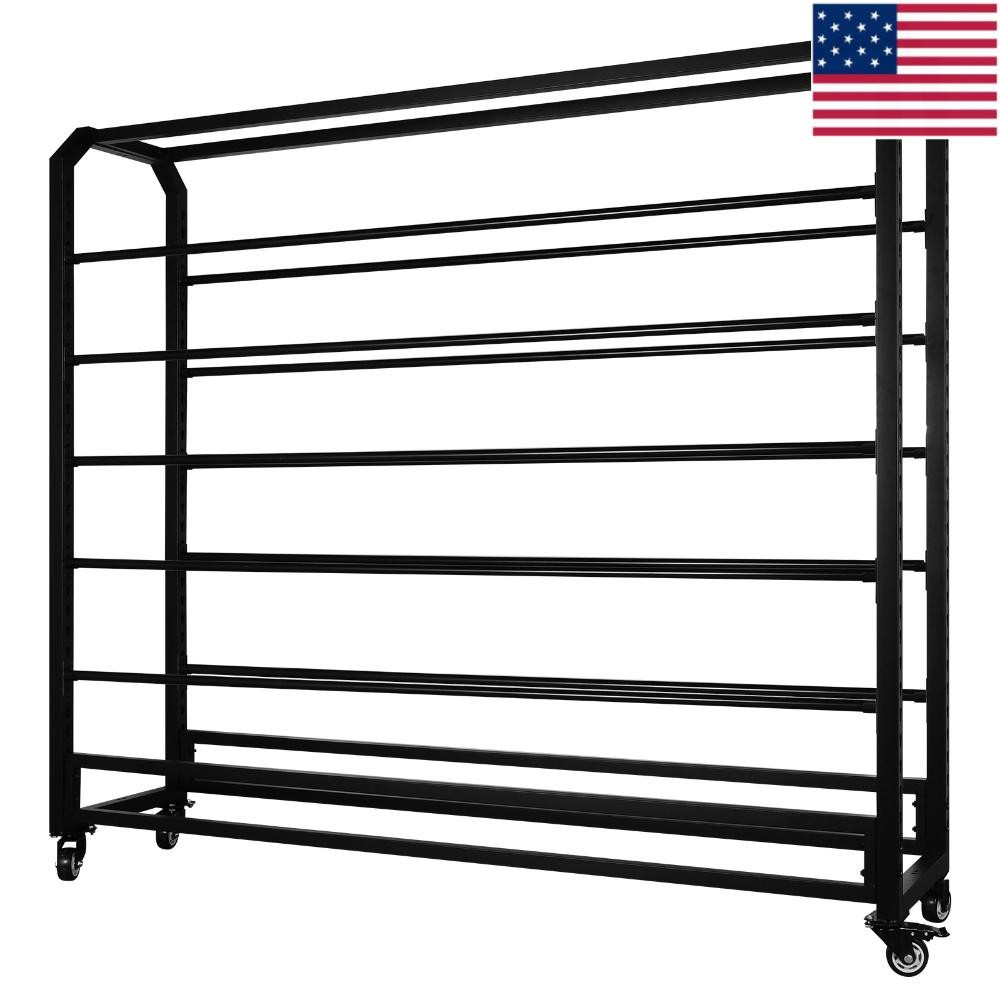 10 Rods Commercial Fabric Roll Storage Rack with Adjustable Hanging Rod Large Te