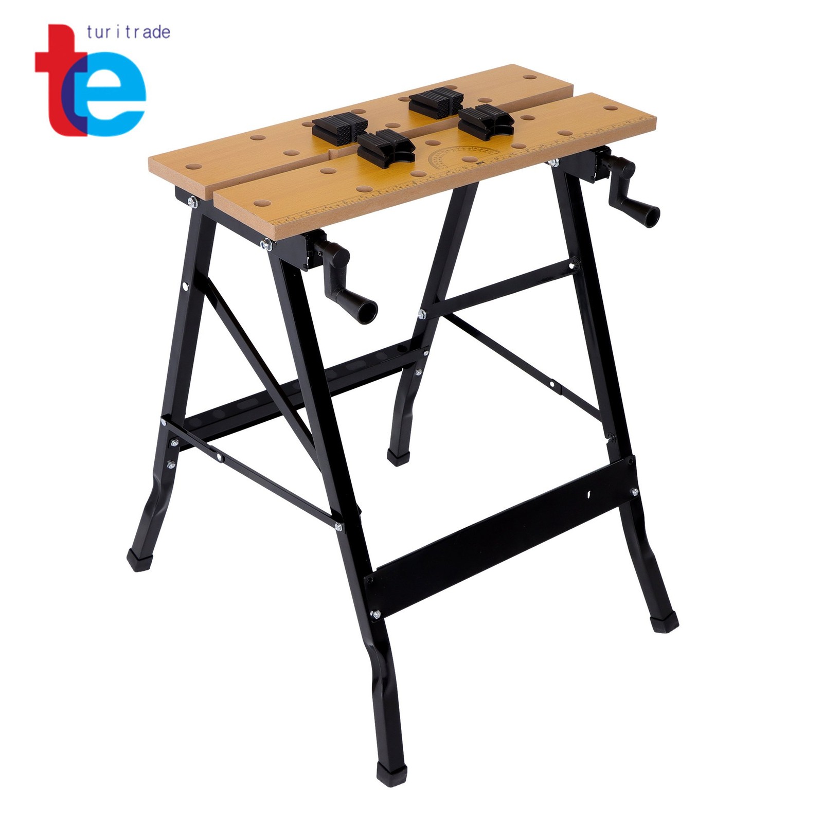 220 Lbs Adjustable Portable Foldable Workbench With Measuring Ruler & Protractor