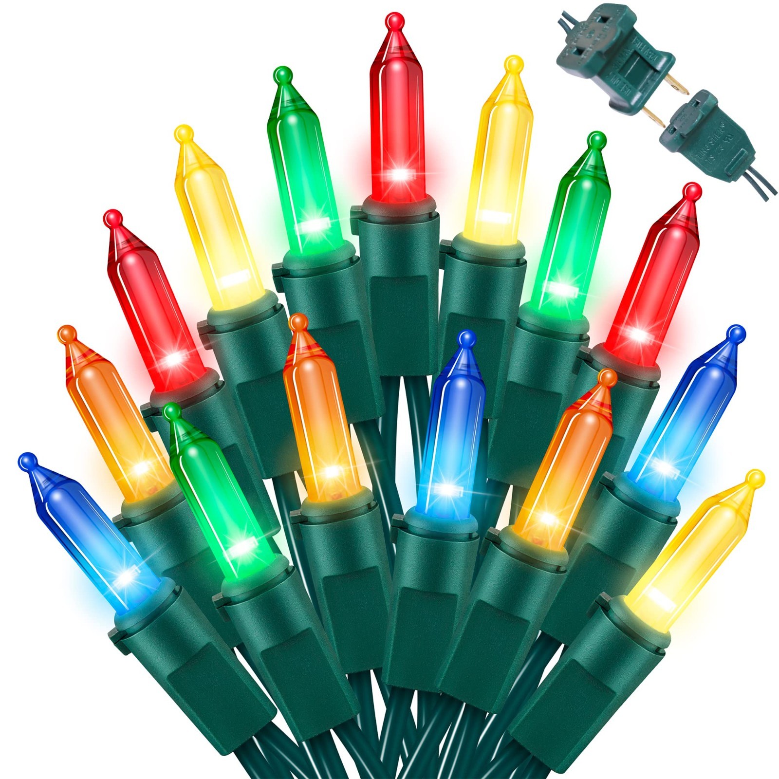 Multi Christmas Lights 100 LED, 21.6ft String for Party Wedding, Green