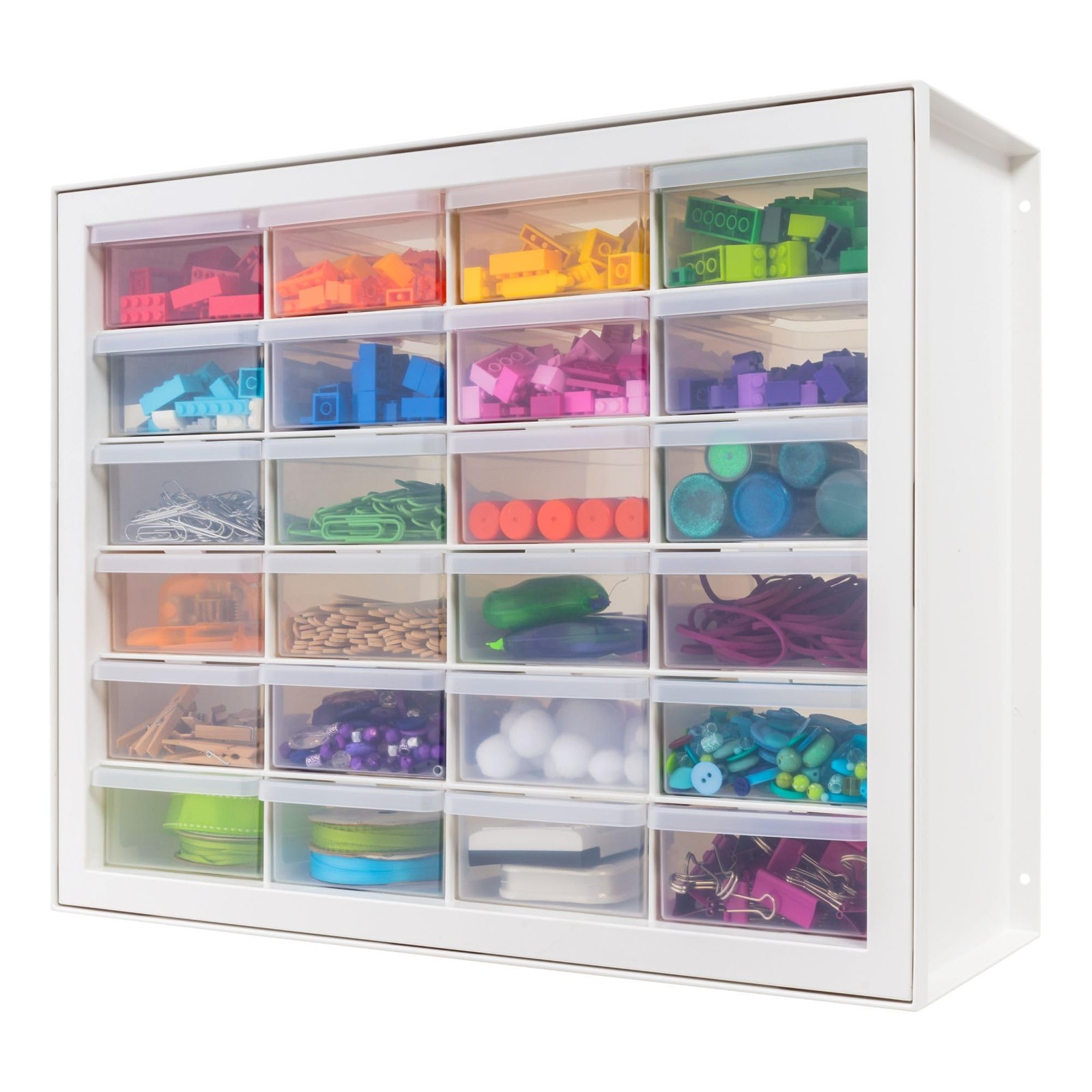 IRIS USA Plastic Drawer Storage Organizer, 24-Drawer Teacher 24 Drawer, White